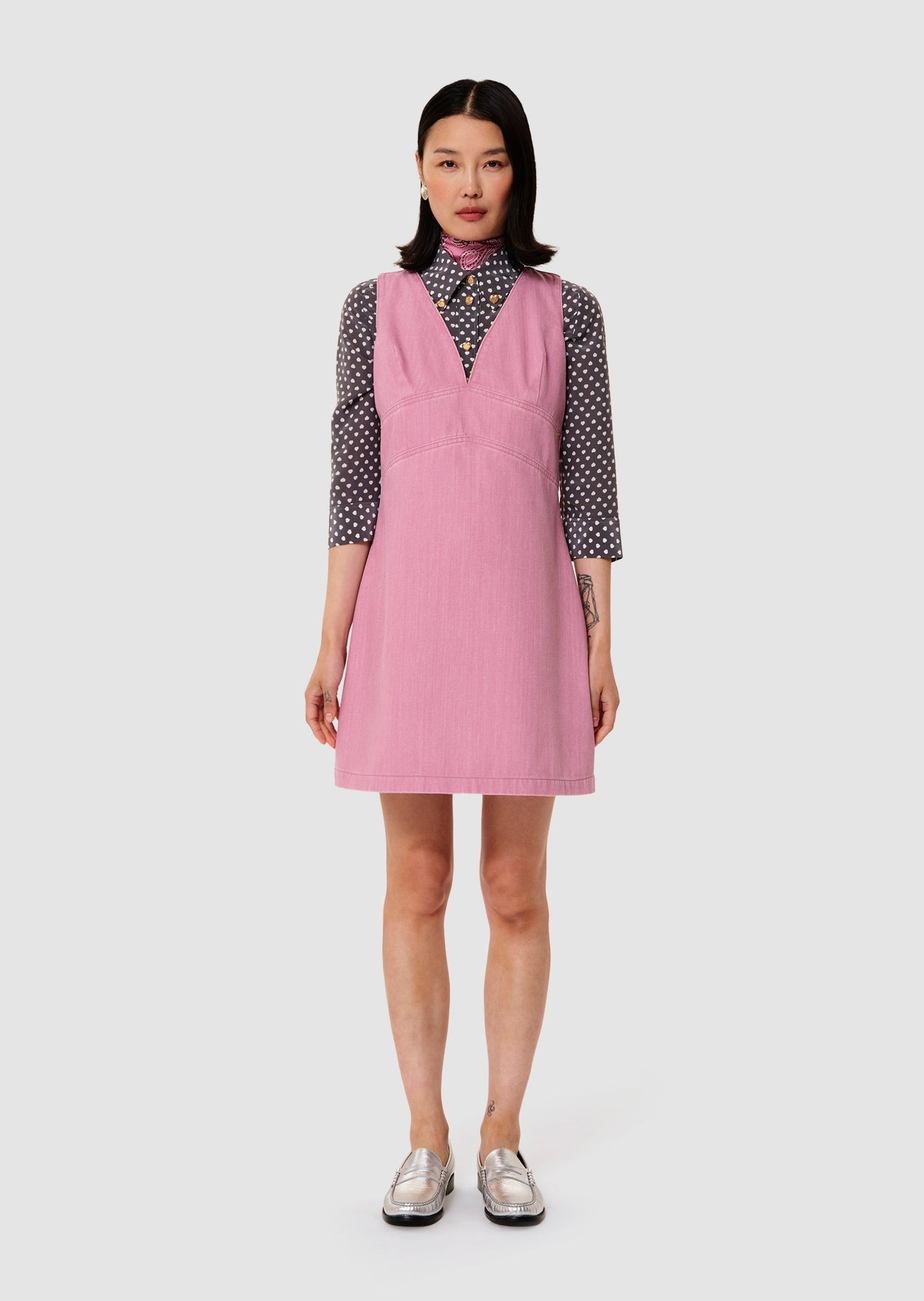 Ricky pink cotton denim dress
