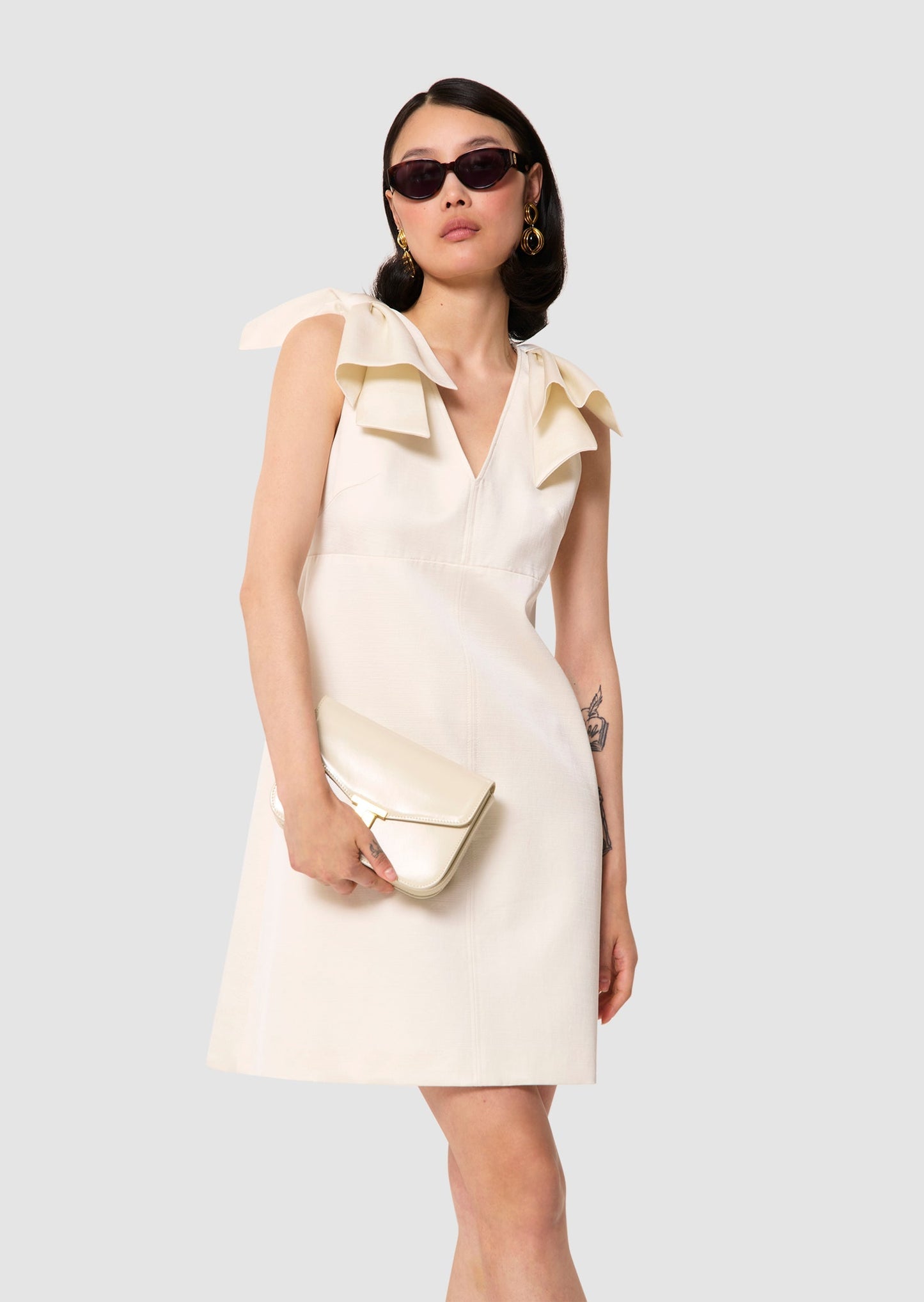 Remarquable ecru satin linen dress