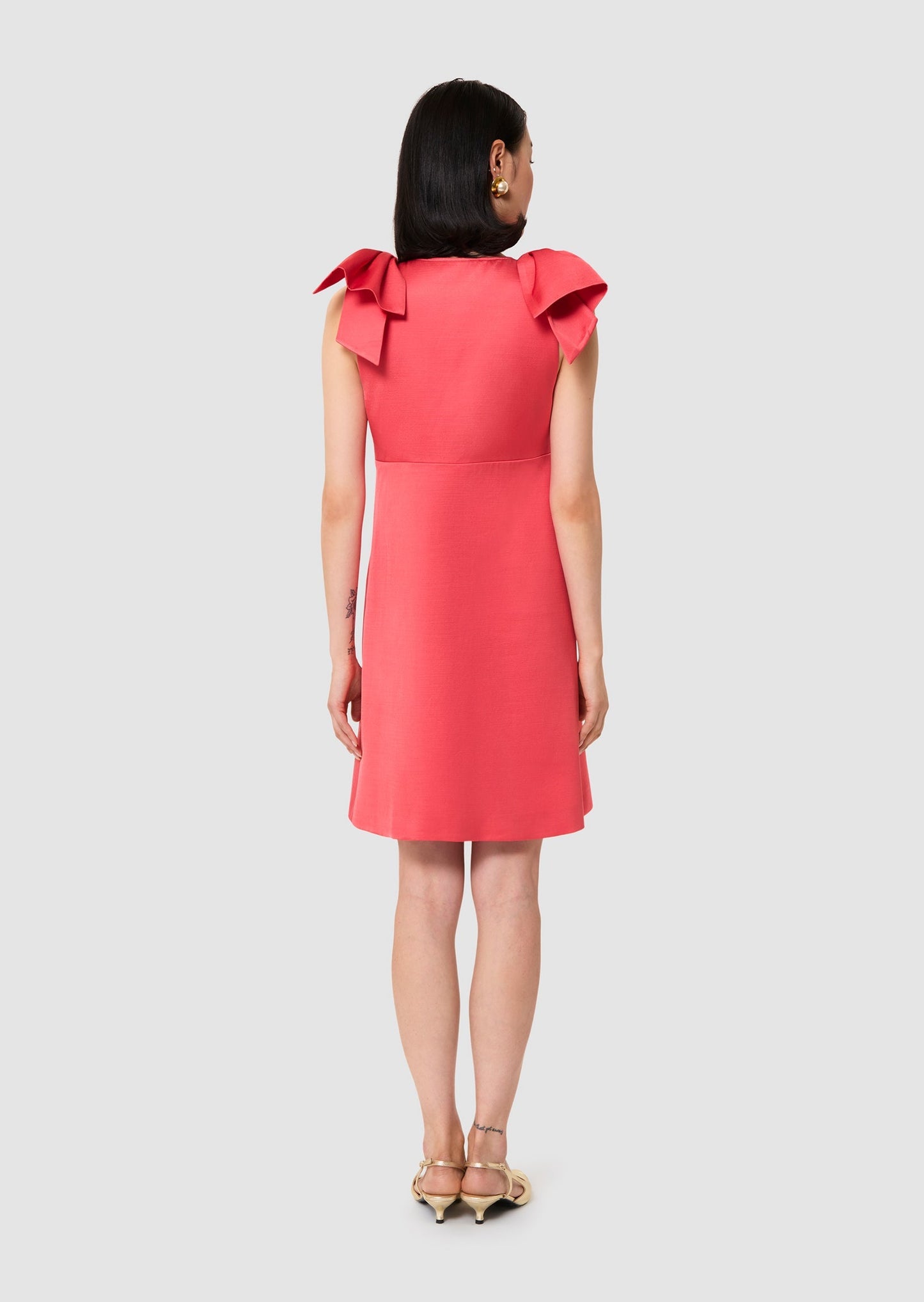 Remarquable red satin linen dress