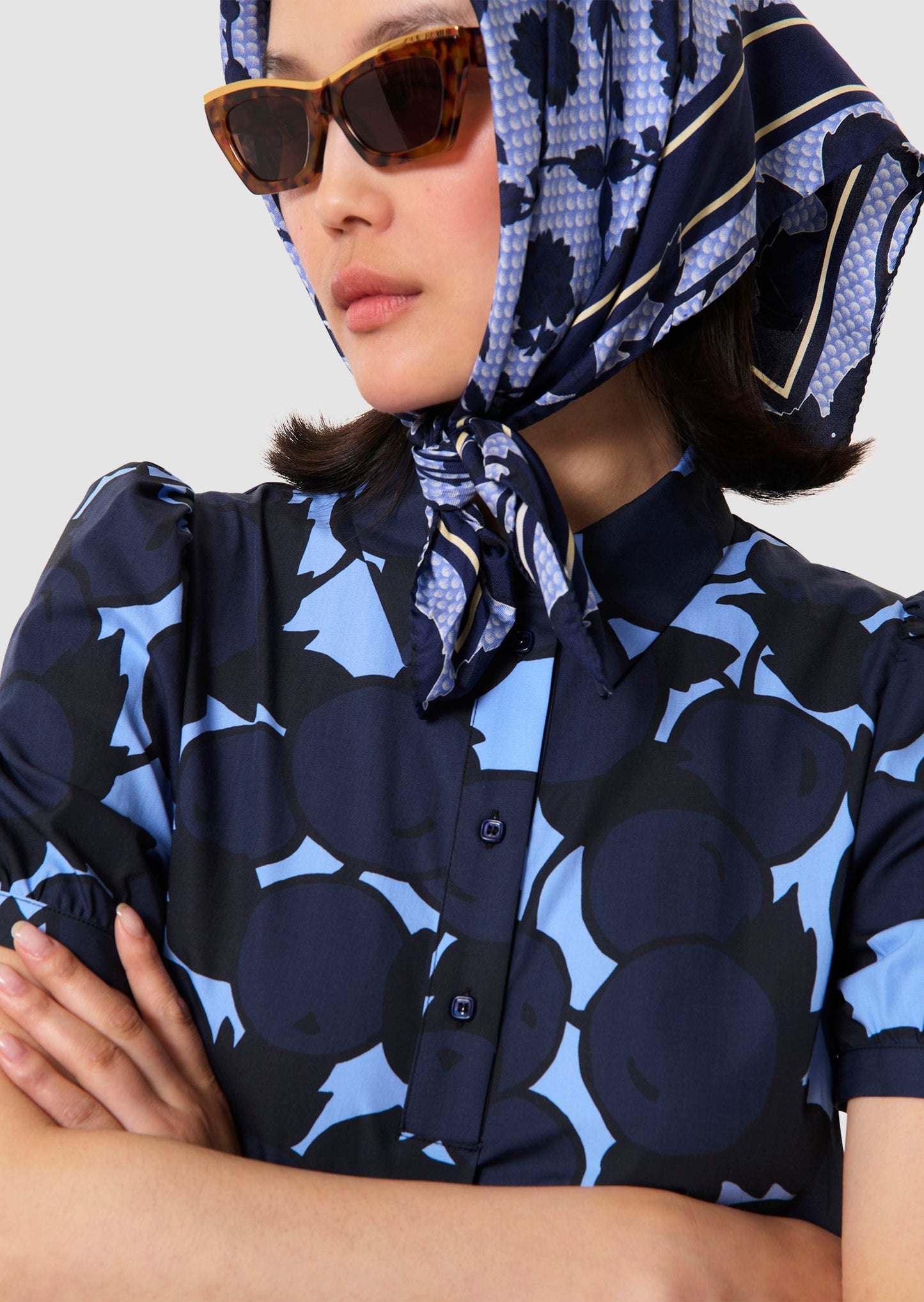 Romancine blue "cherries" print dress