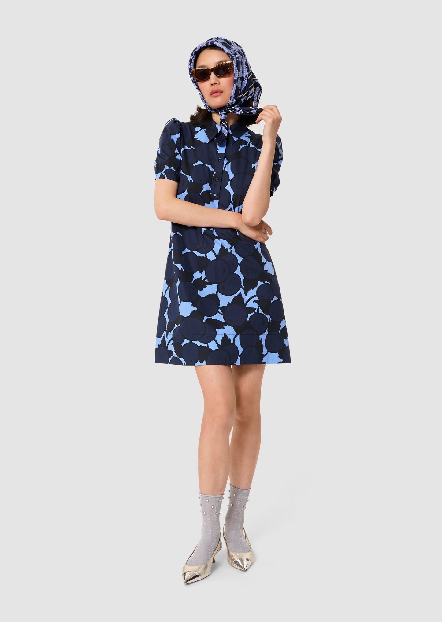 Romancine blue "cherries" print dress
