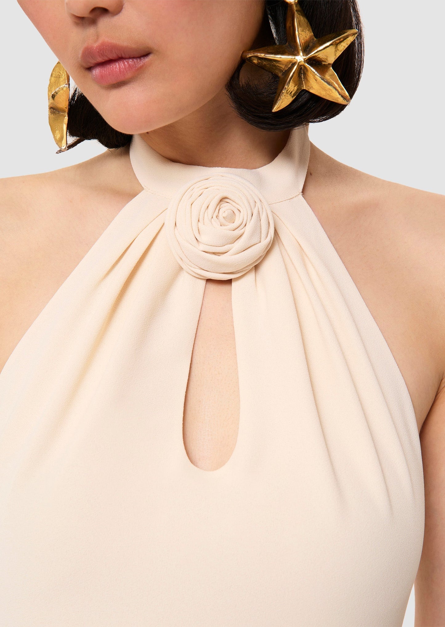 Rosanne ecru crepe dress