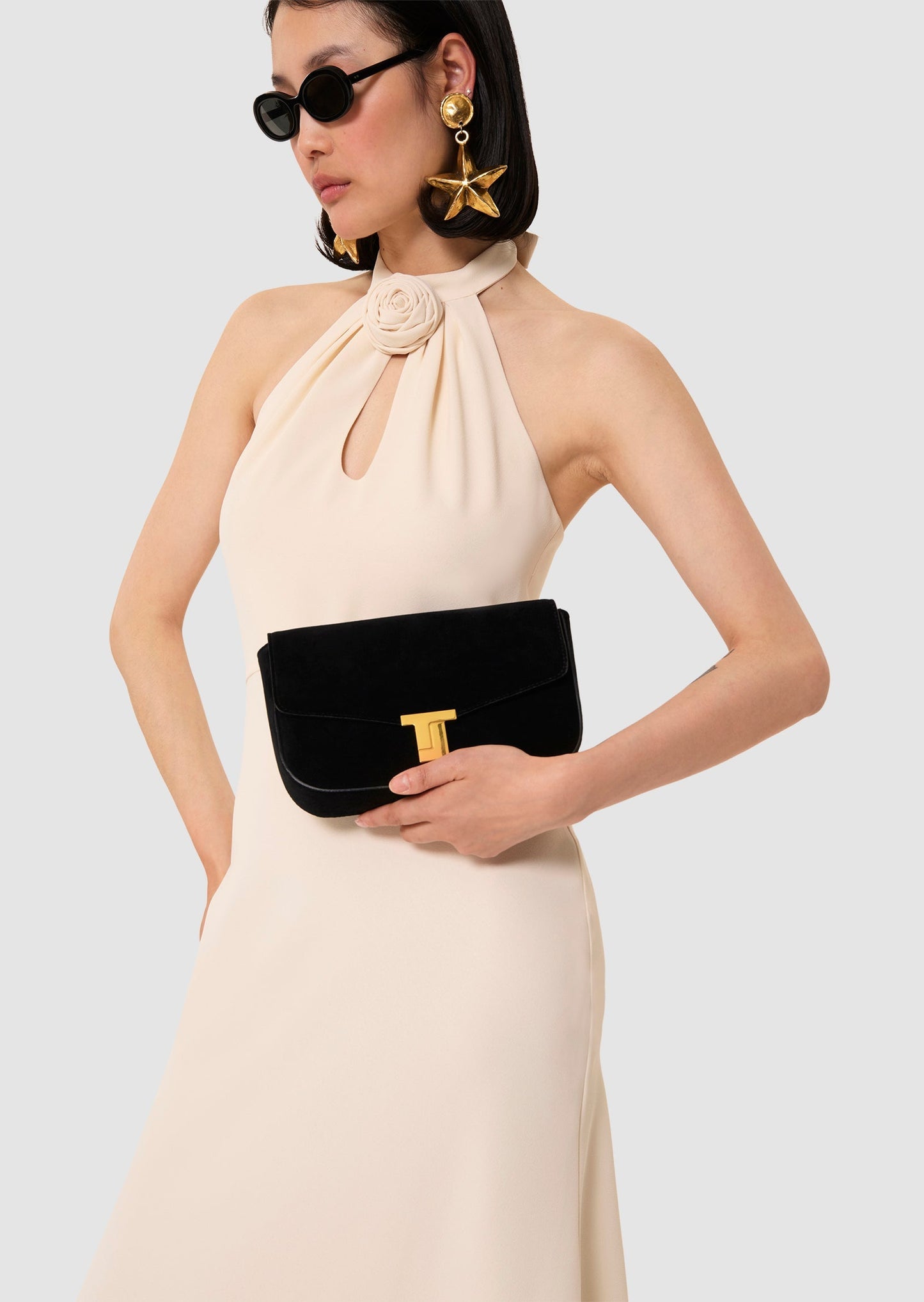 Rosanne ecru crepe dress