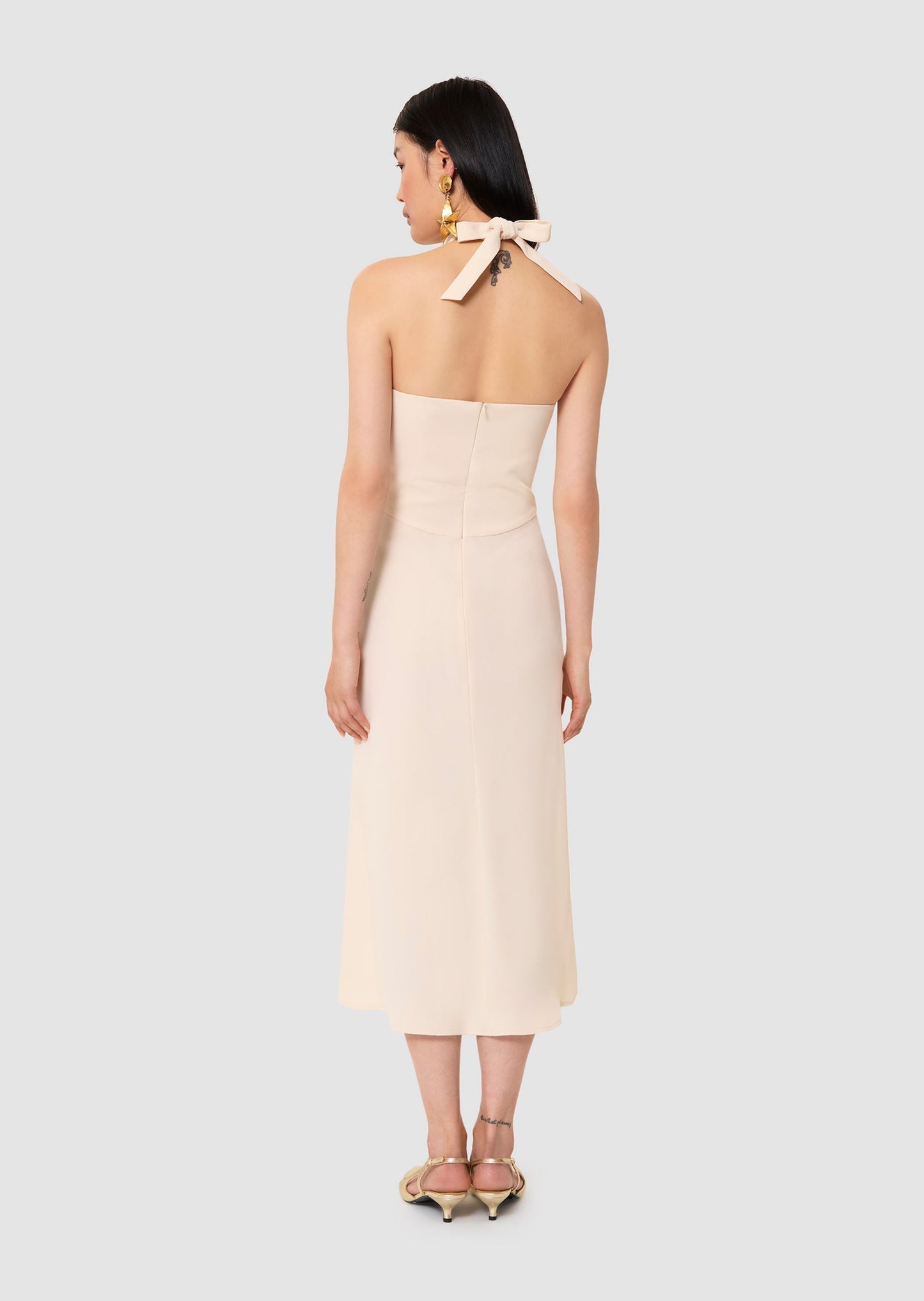 Rosanne ecru crepe dress