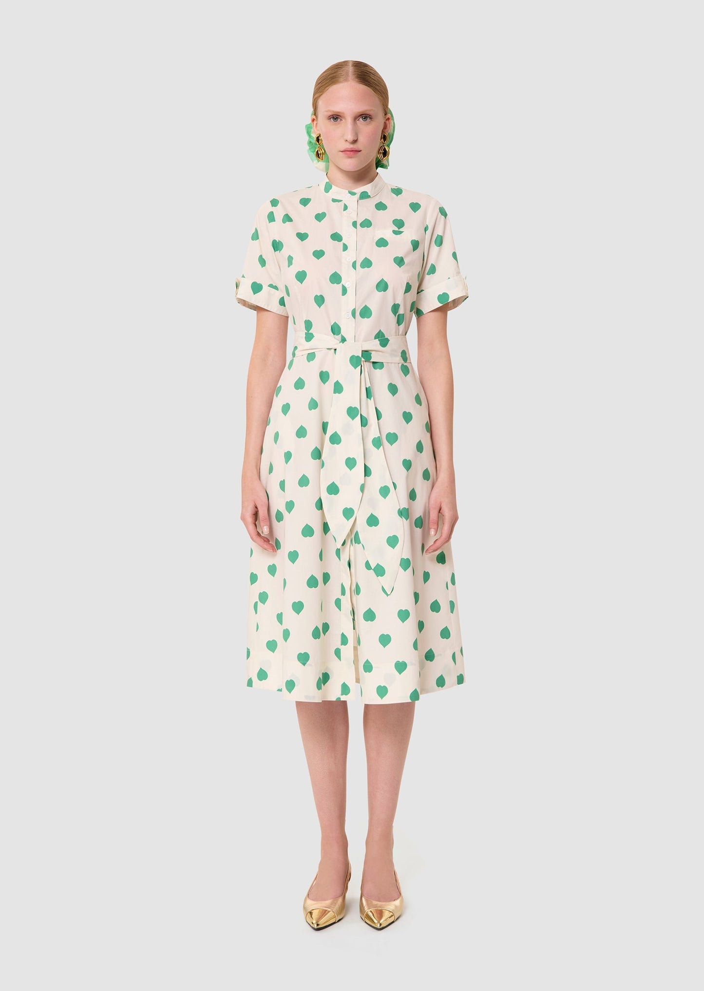 Ricochet green hearts print dress