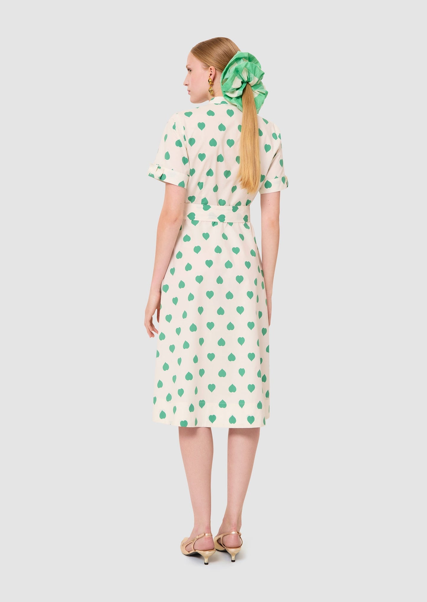 Ricochet green hearts print dress