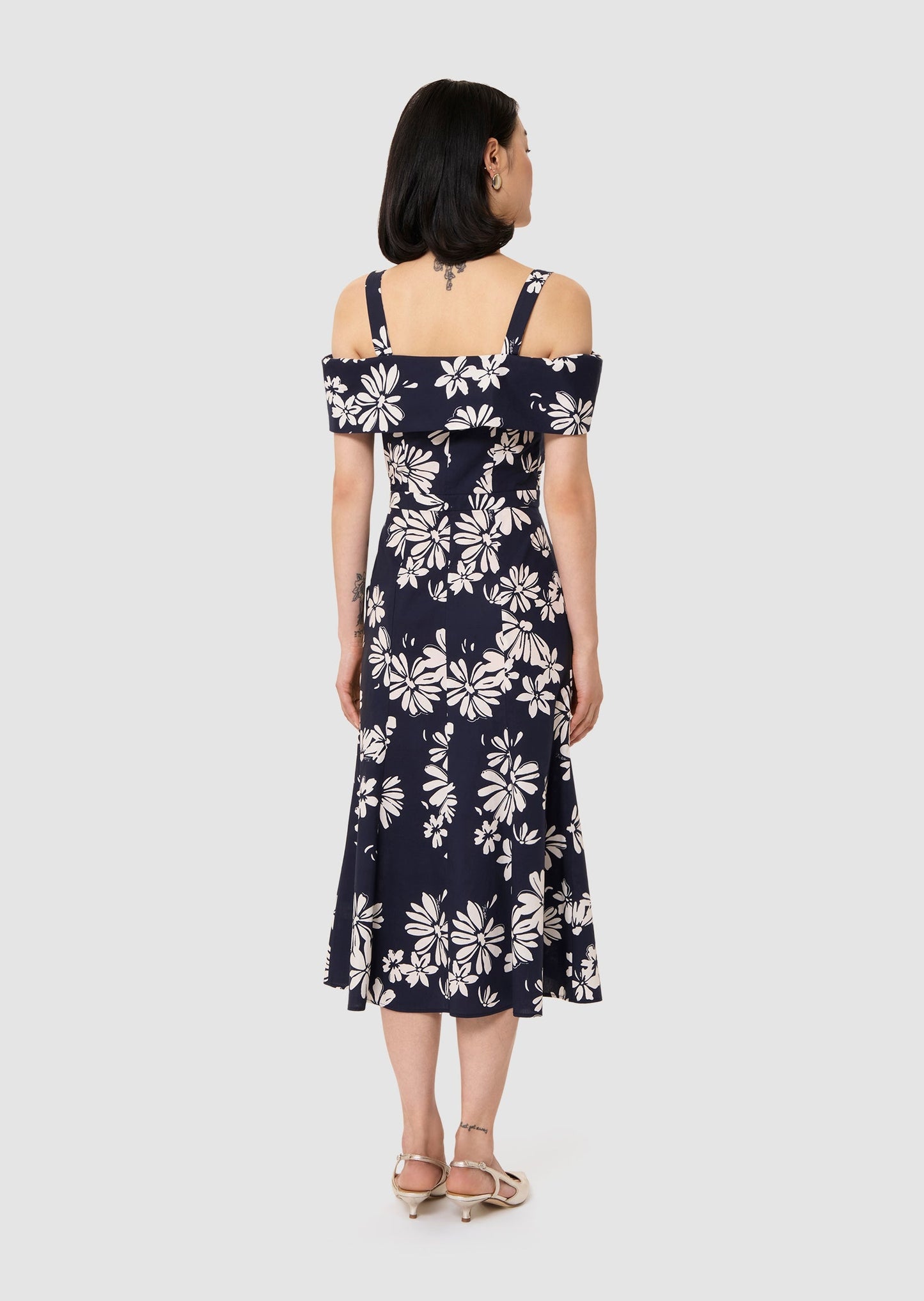 Raquelita midnight blue floral print dress