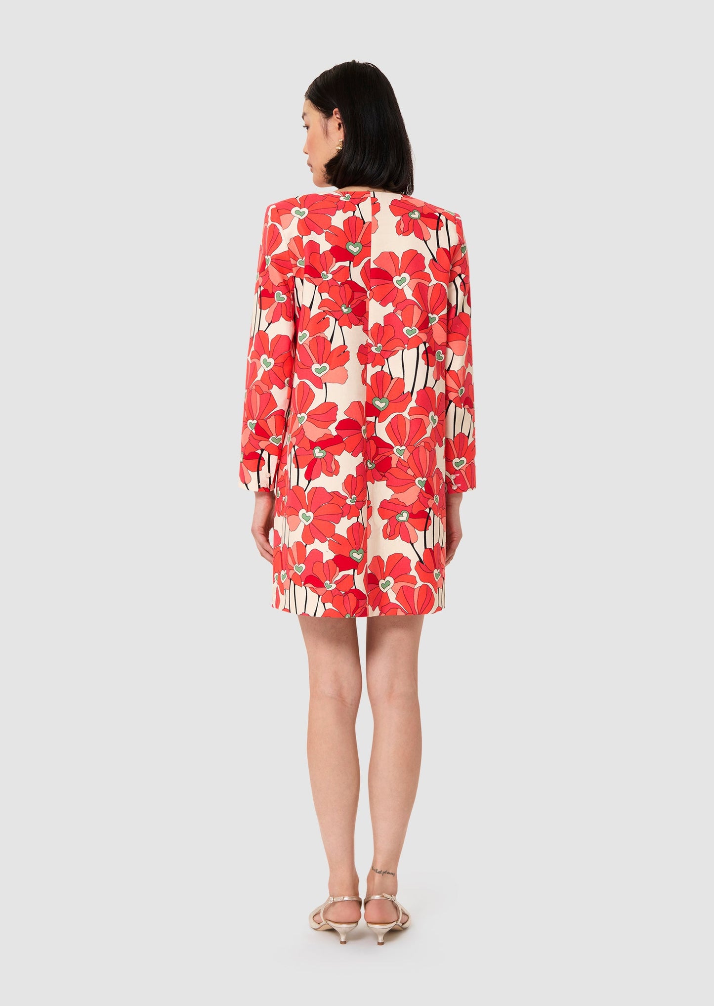 Rheala red floral print cotton dress