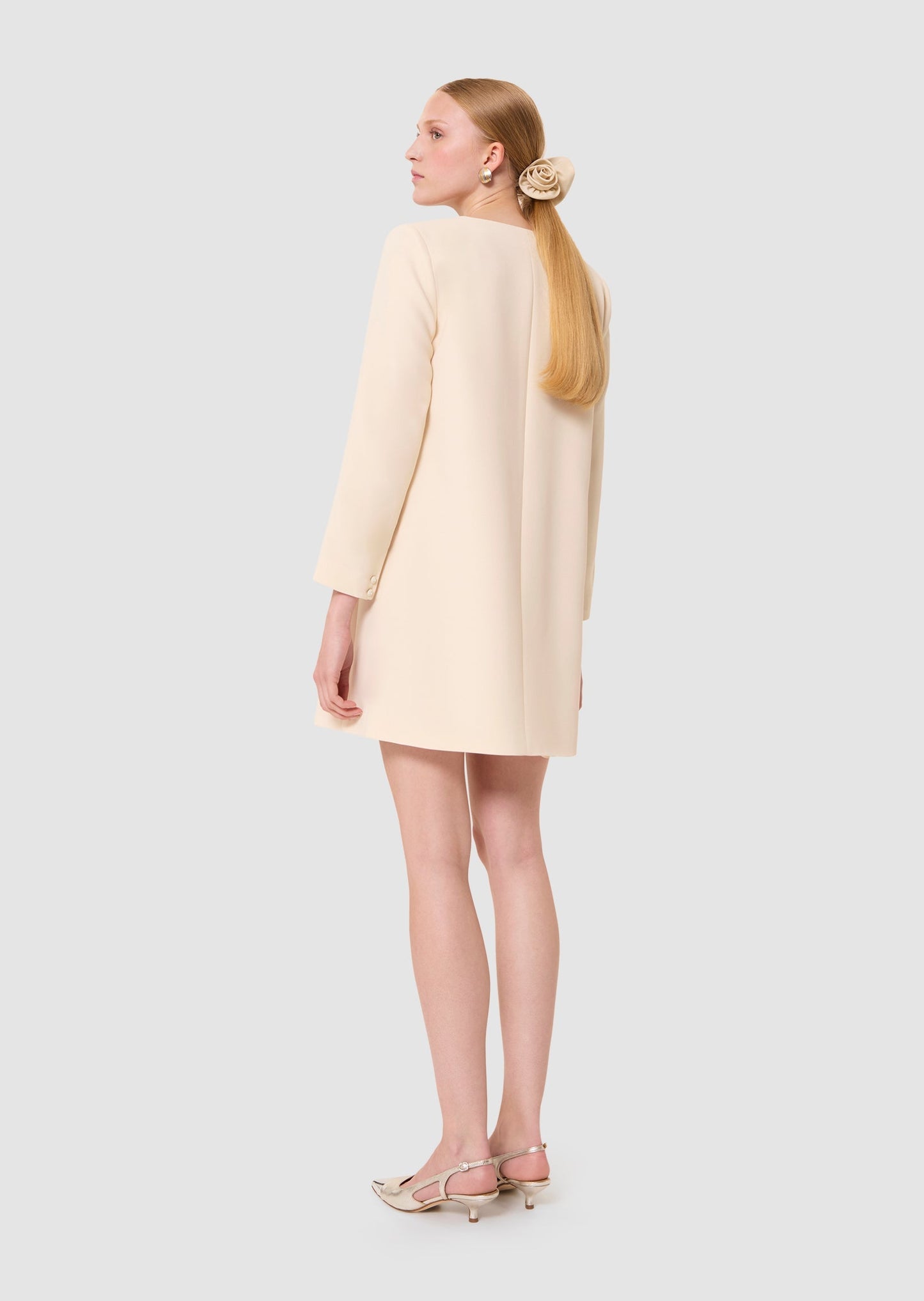 Rheala ecru crepe dress