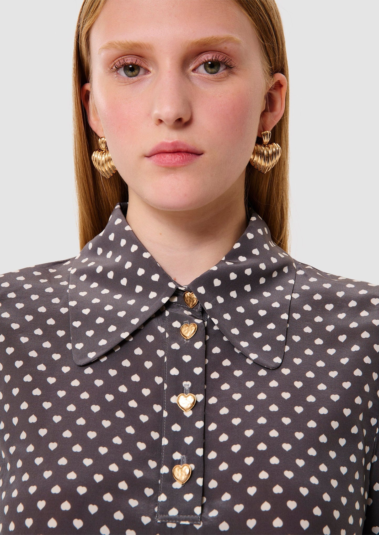 Tonino grey mini hearts print top