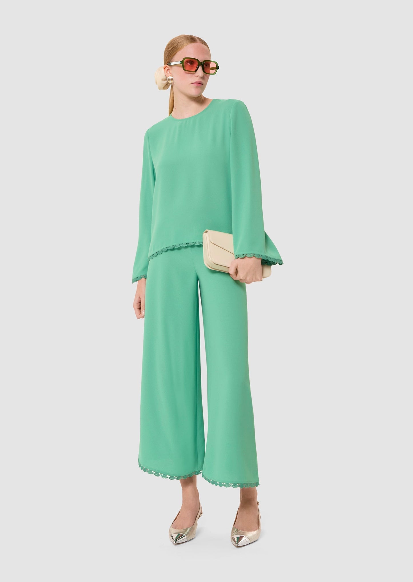 Tazzio green crepe top