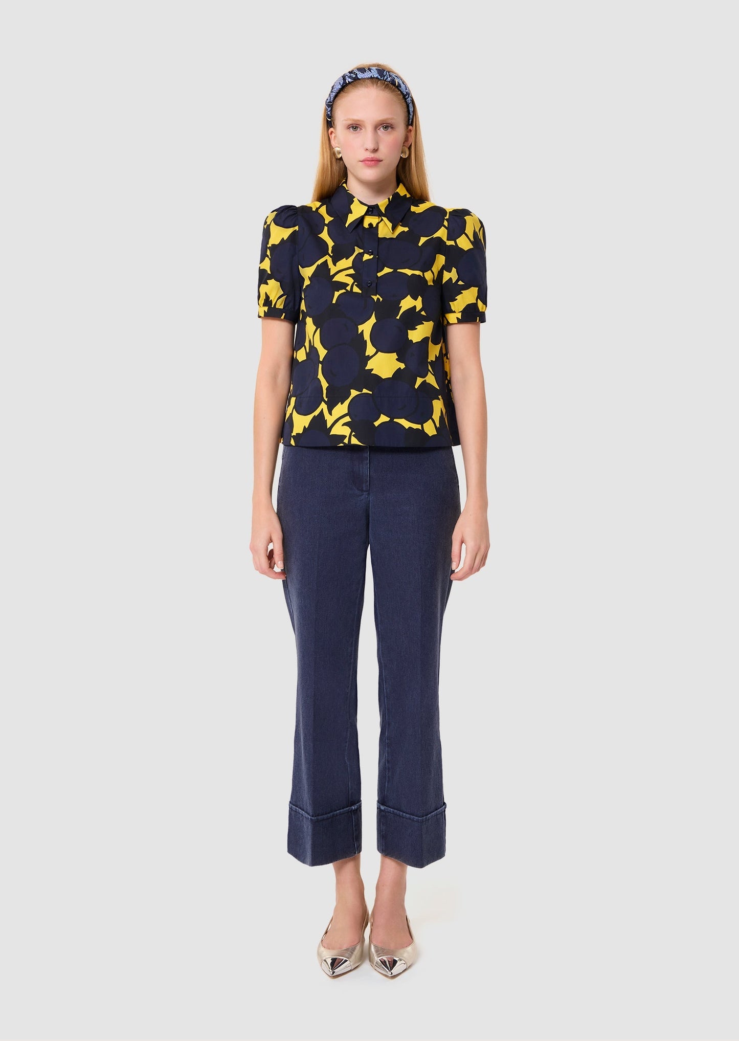 Titouan yellow "cherries" print top