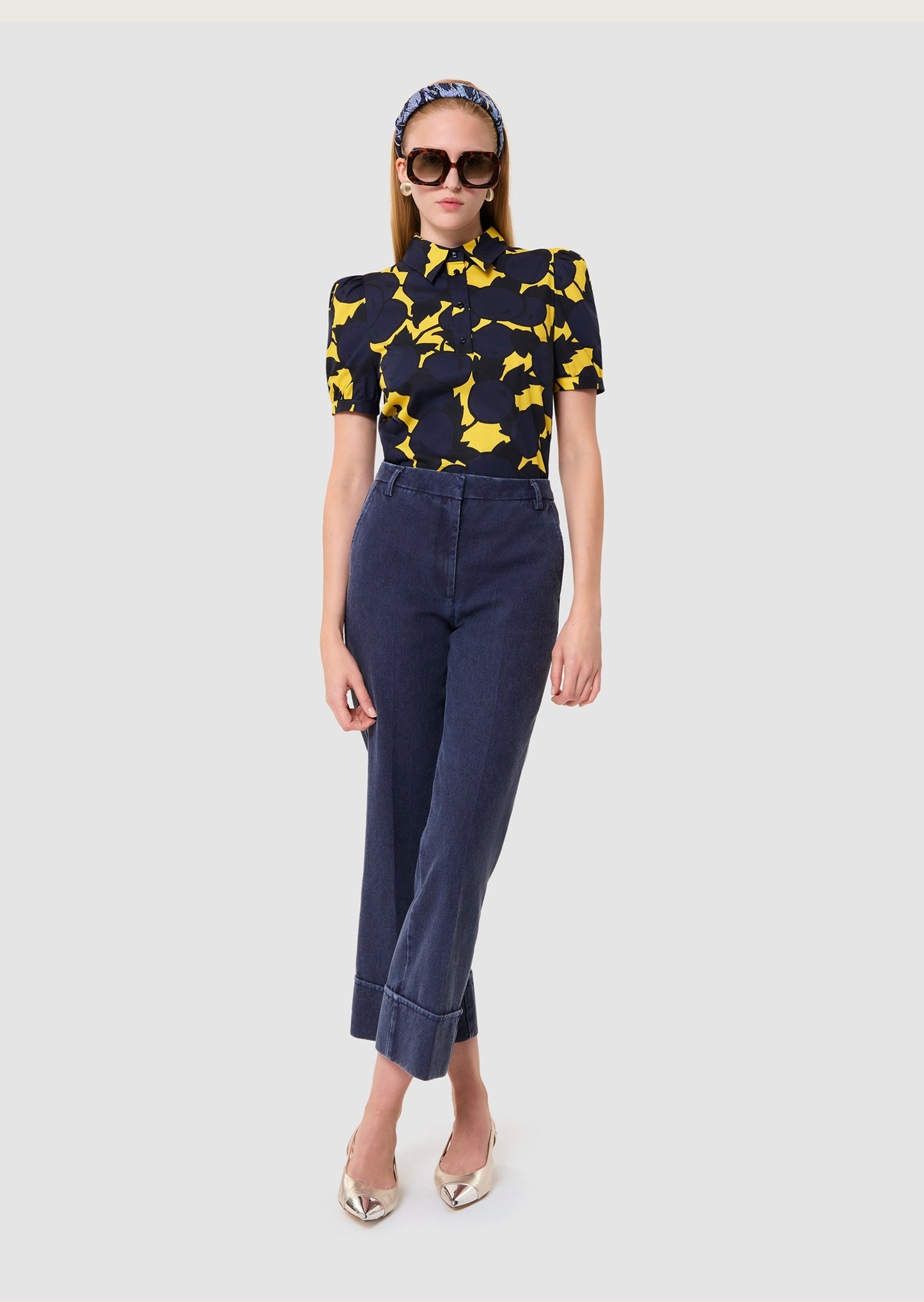 Titouan yellow "cherries" print top