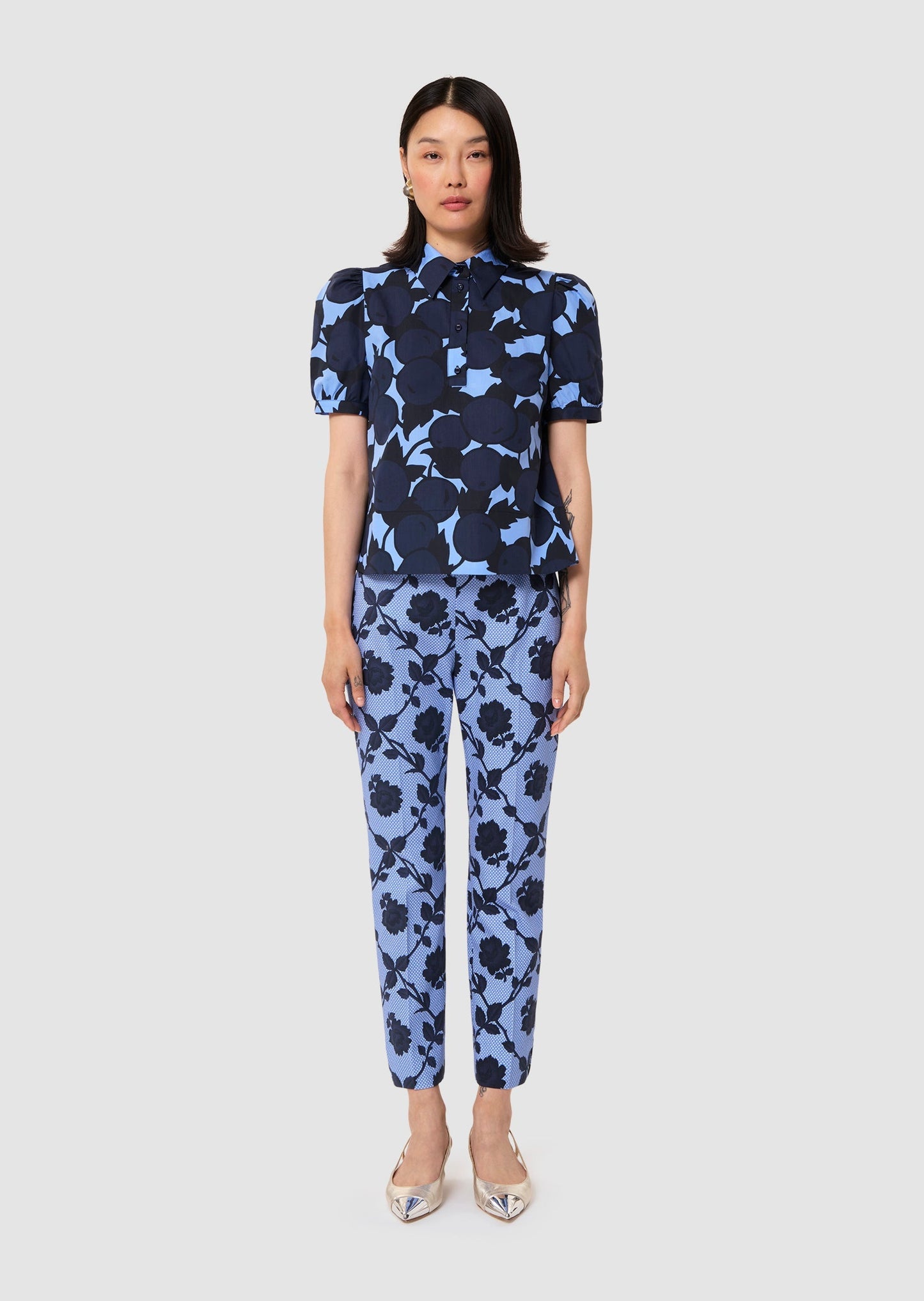 Titouan blue "cherries" print top