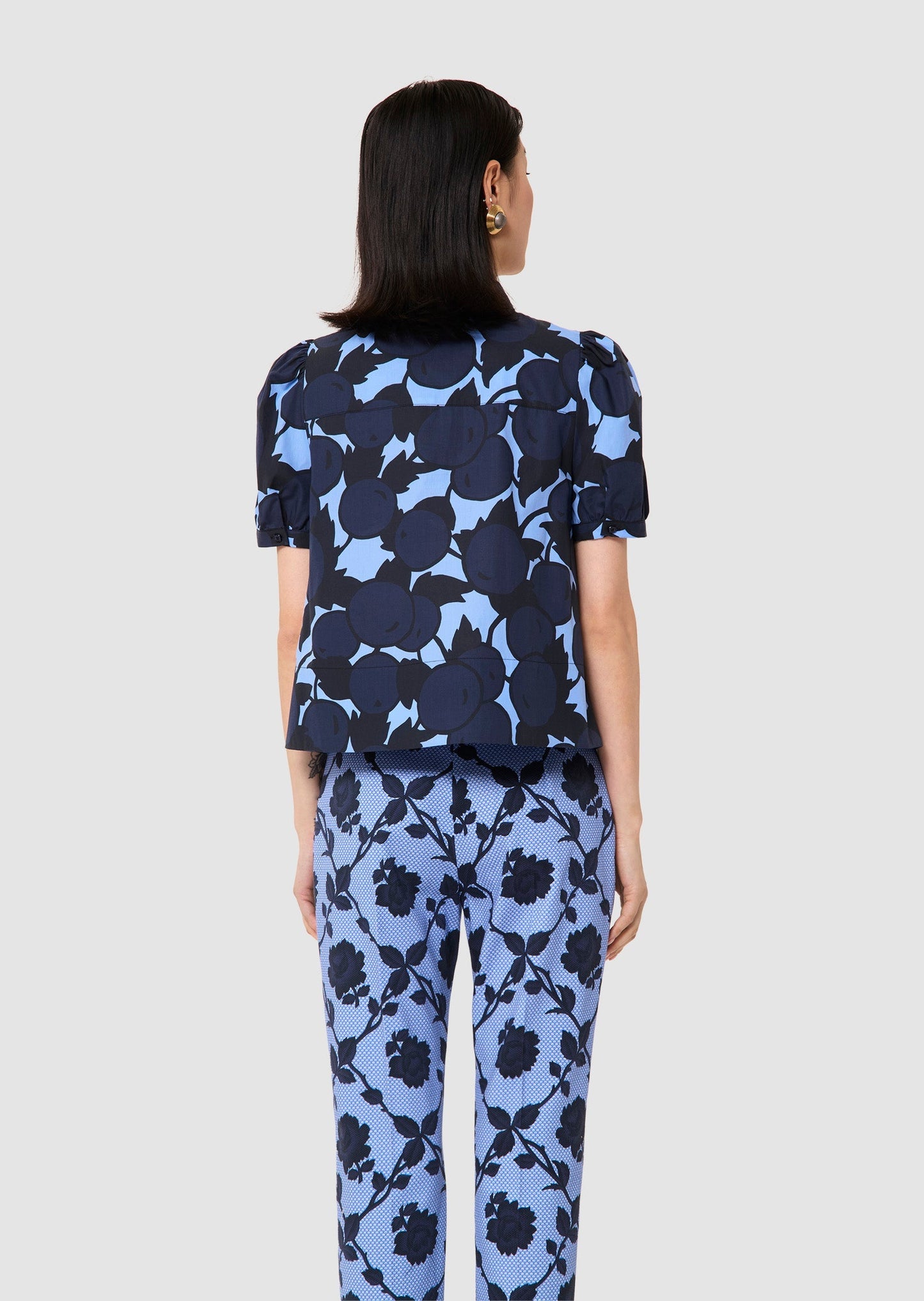 Titouan blue "cherries" print top