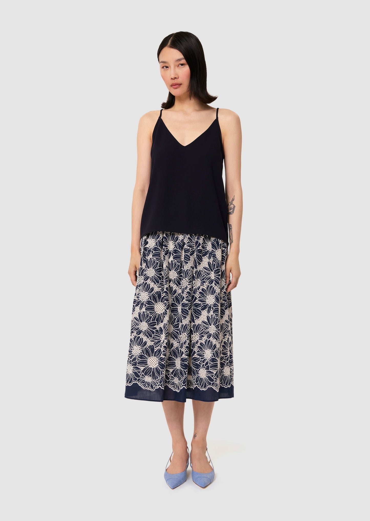 Tamara midnight-blue crepe top