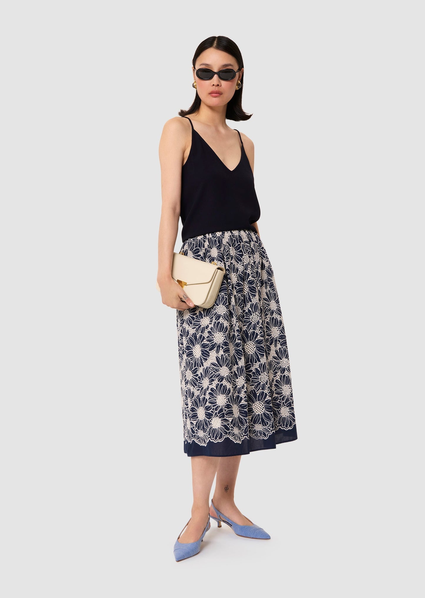 Tamara midnight-blue crepe top