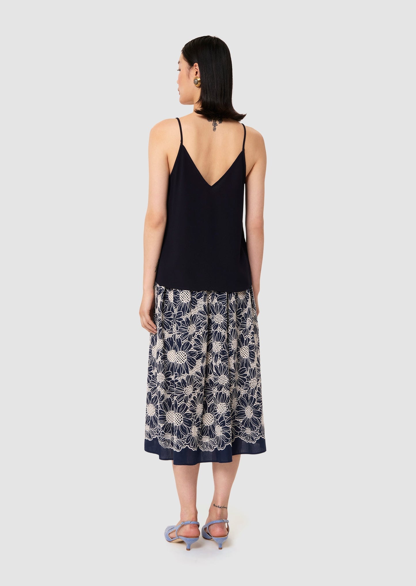 Tamara midnight-blue crepe top