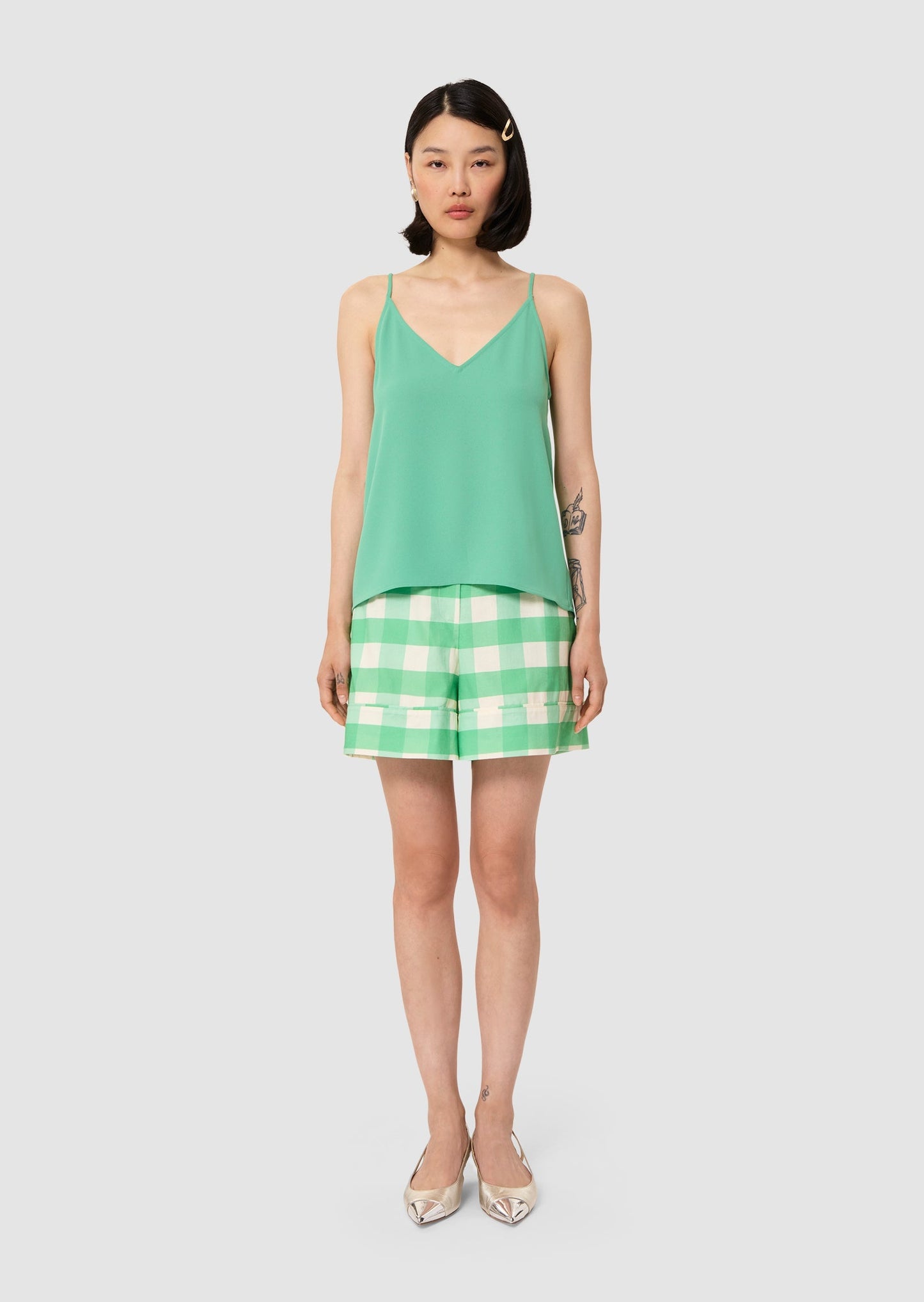 Tamara green crepe top