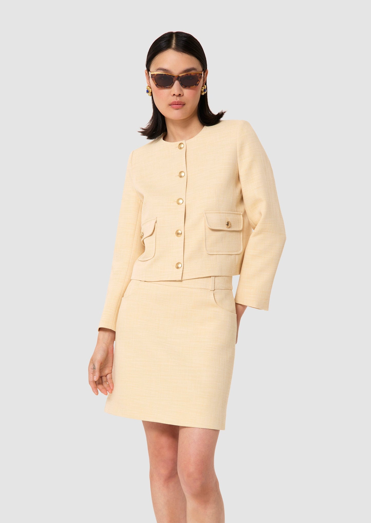 Vinny yellow flammed fabric jacket