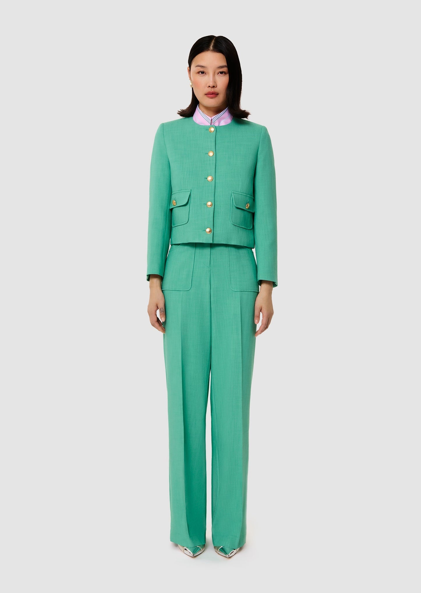 Vinny green flammed fabric jacket