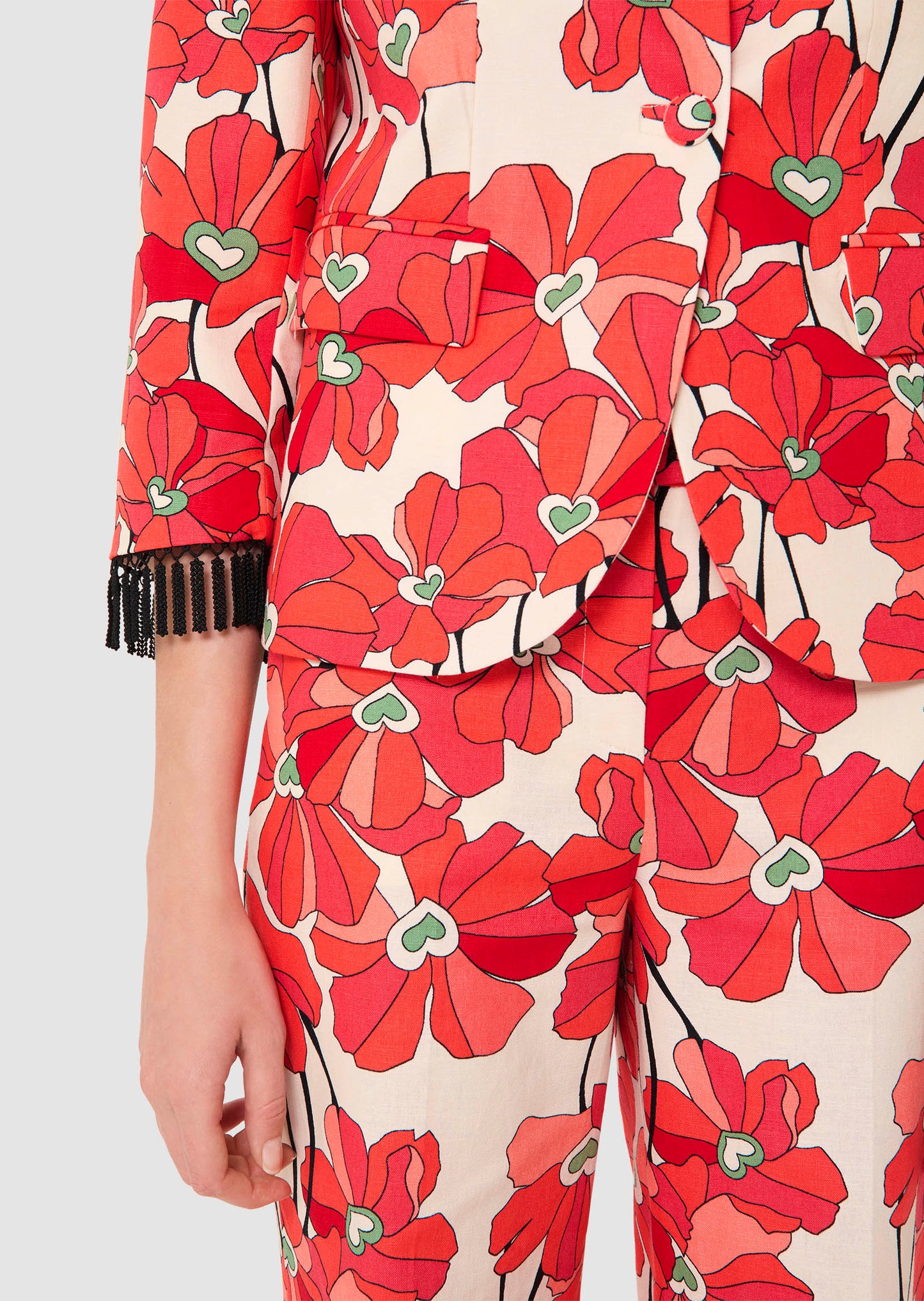 Valensole red floral prints cotton jacket