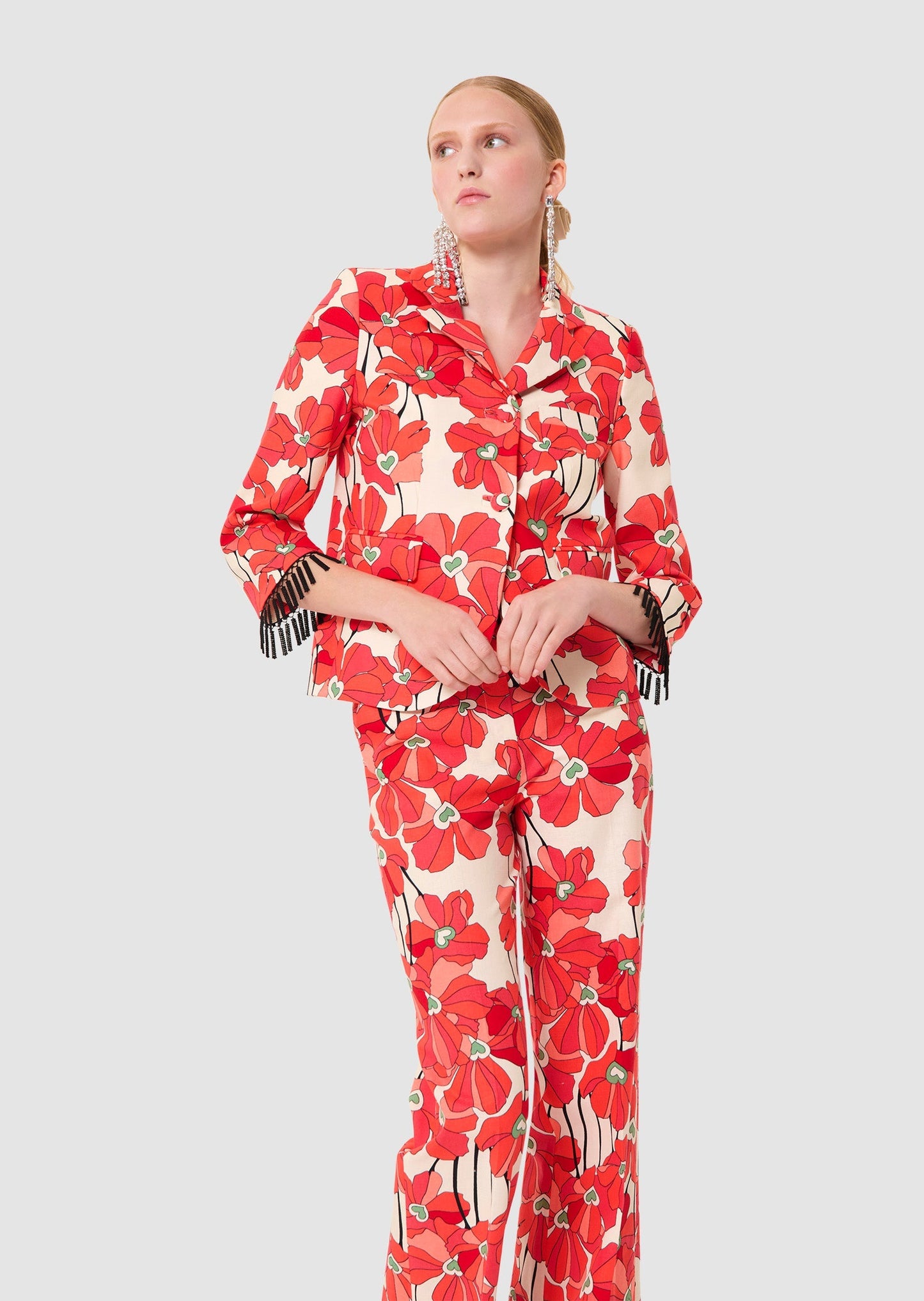 Valensole red floral prints cotton jacket