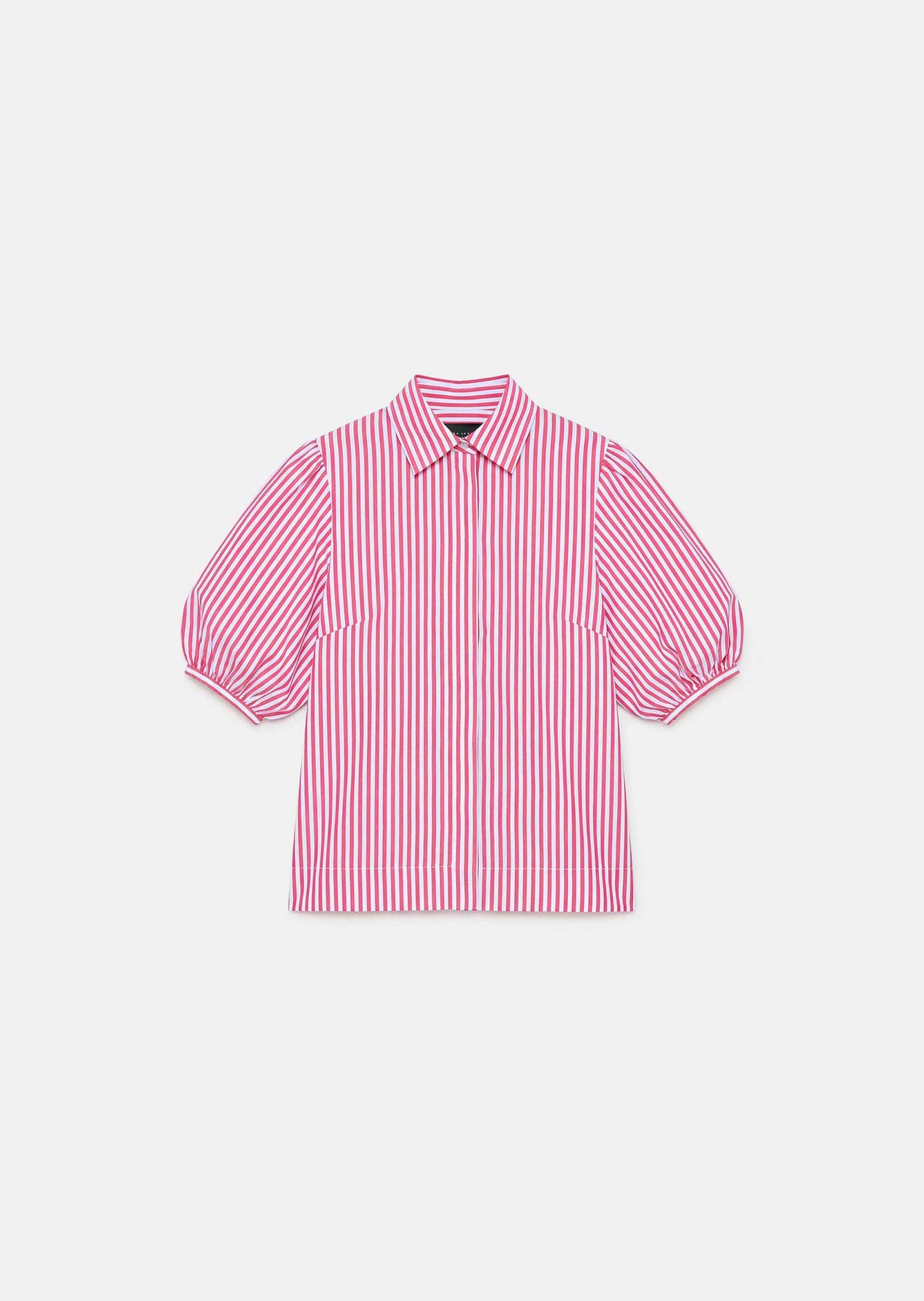 shirt in red striped poplin