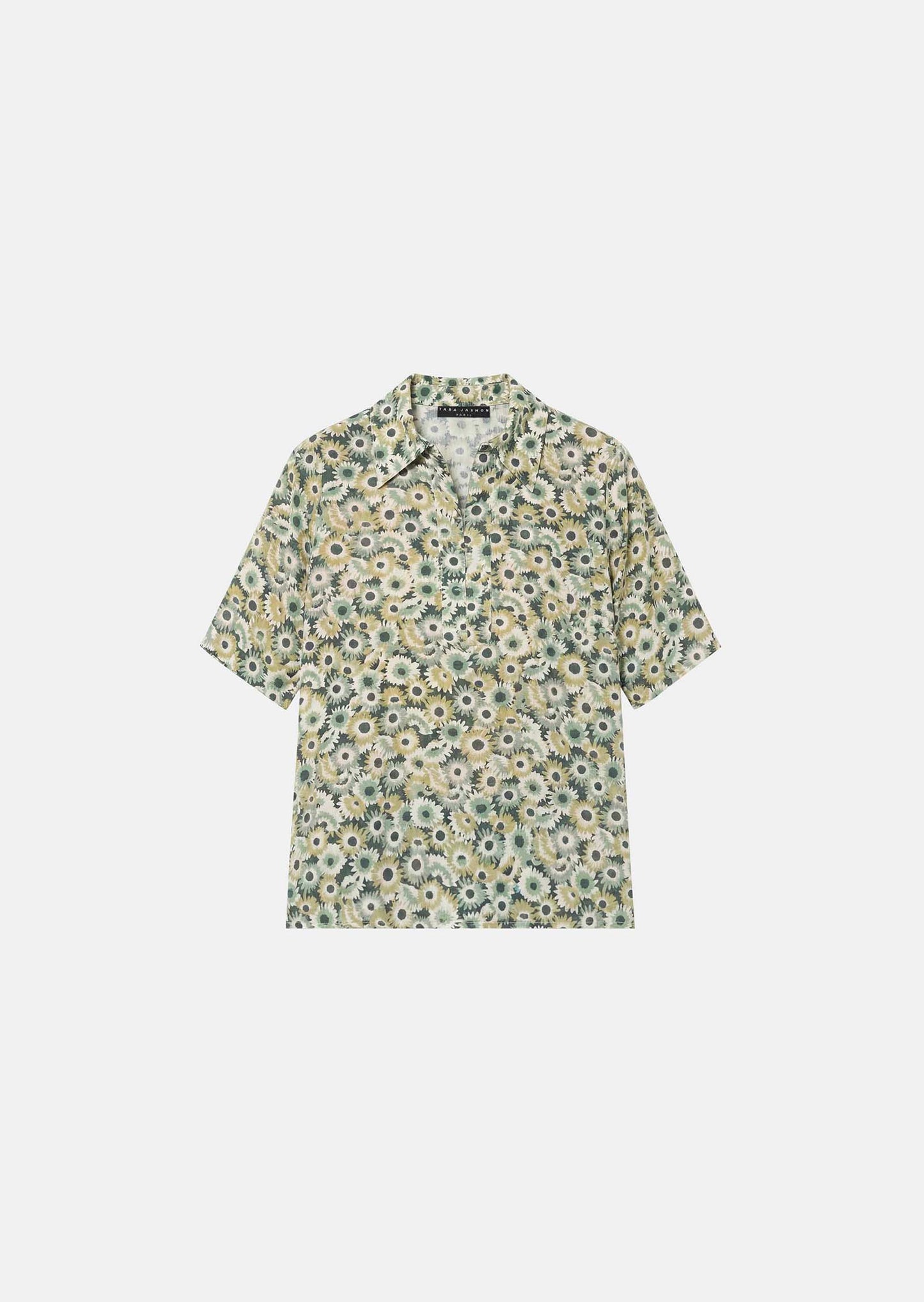 top in green floral print