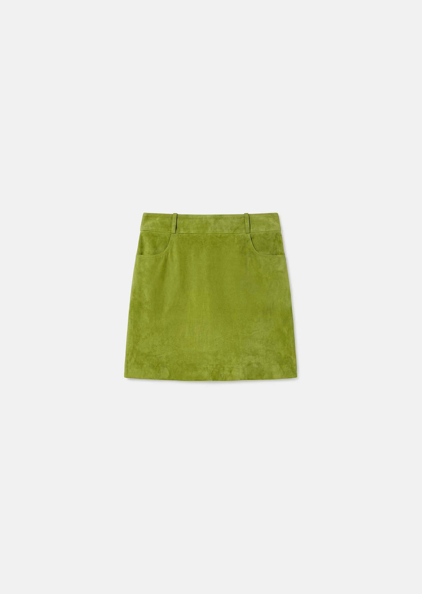 skirt in green suede