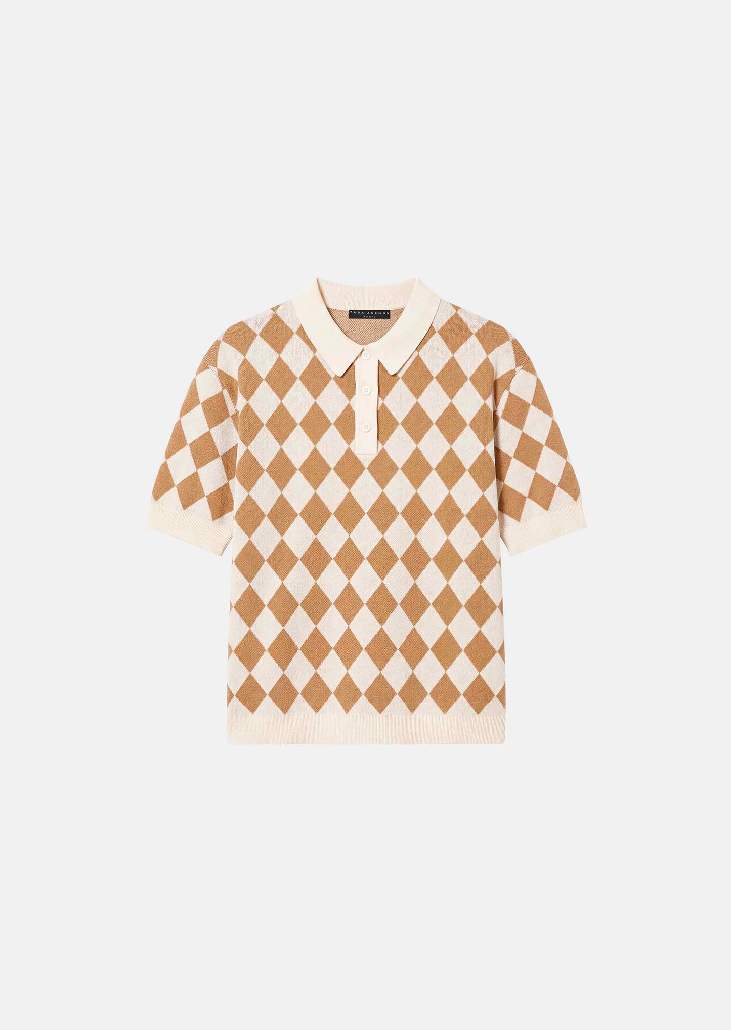 polo in beige jacquard