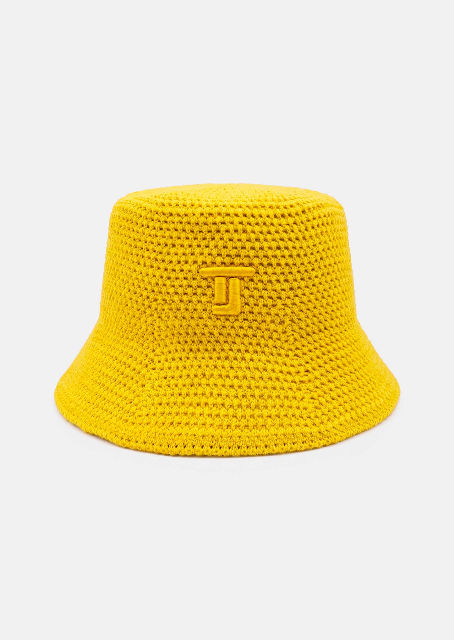 bucket hat in yellow crochet
