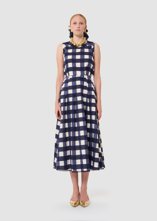 Javoue midnight blue gingham skirt