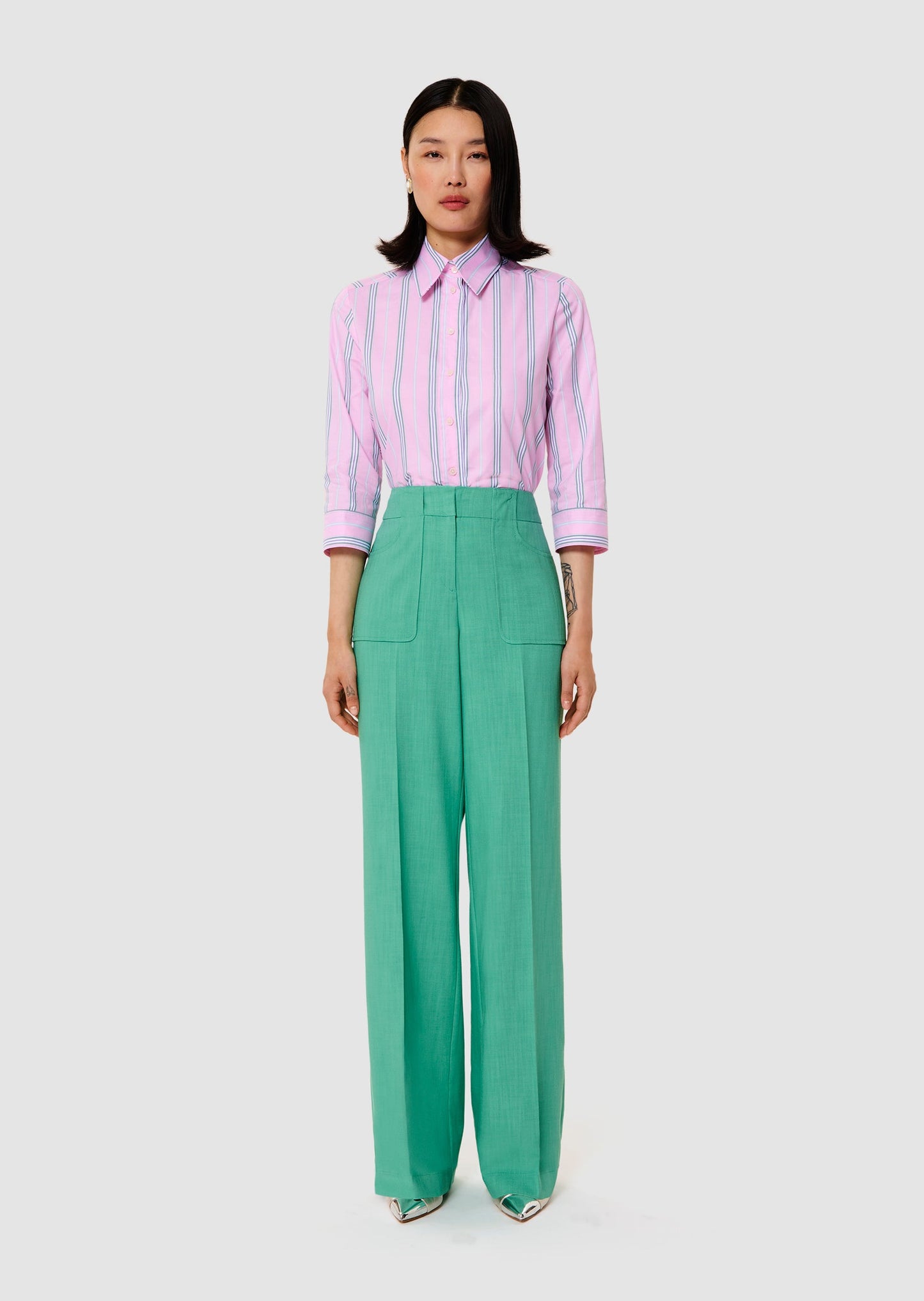 Pan green in flammed fabric