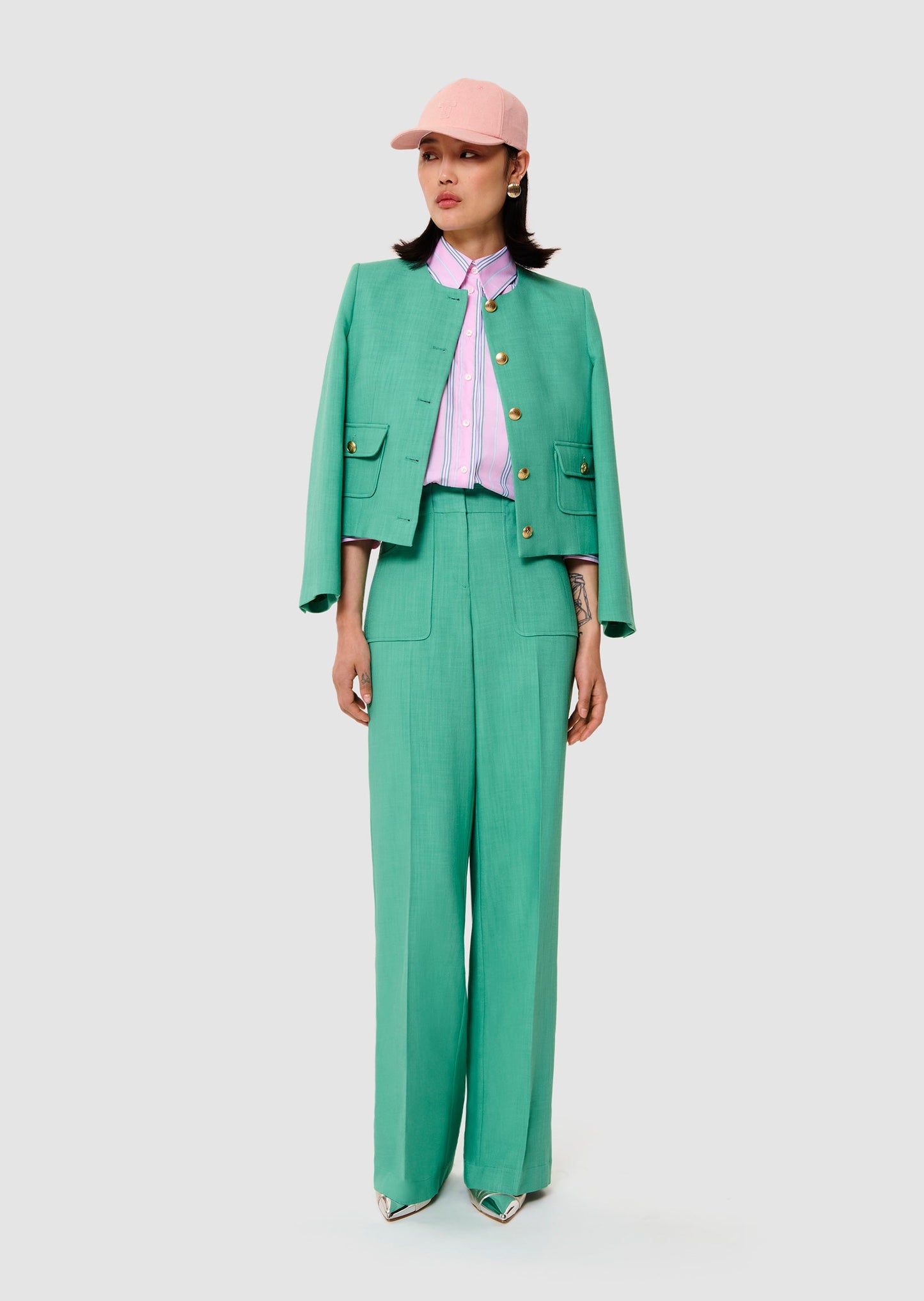 Pan green in flammed fabric