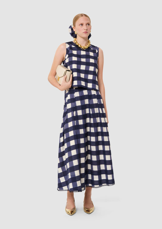 Tepee midnight blue gingham top