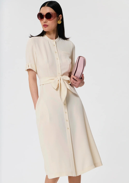 Ricochet ecru fluid crepe dress