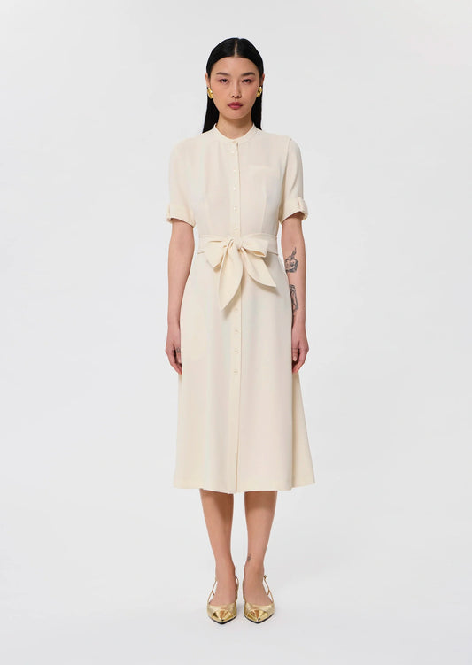 Ricochet ecru fluid crepe dress