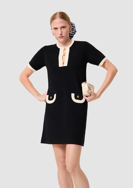Roller midnight blue two-tone midnight blue and ecru dress