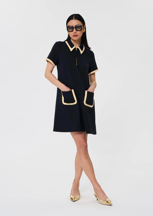 Rubina midnight-blue double canvas dress