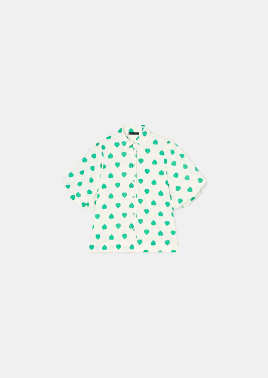 Calypso green hearts print shirt
