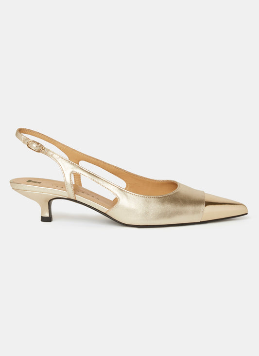 Tara Jarmon gold metallic leather pumps