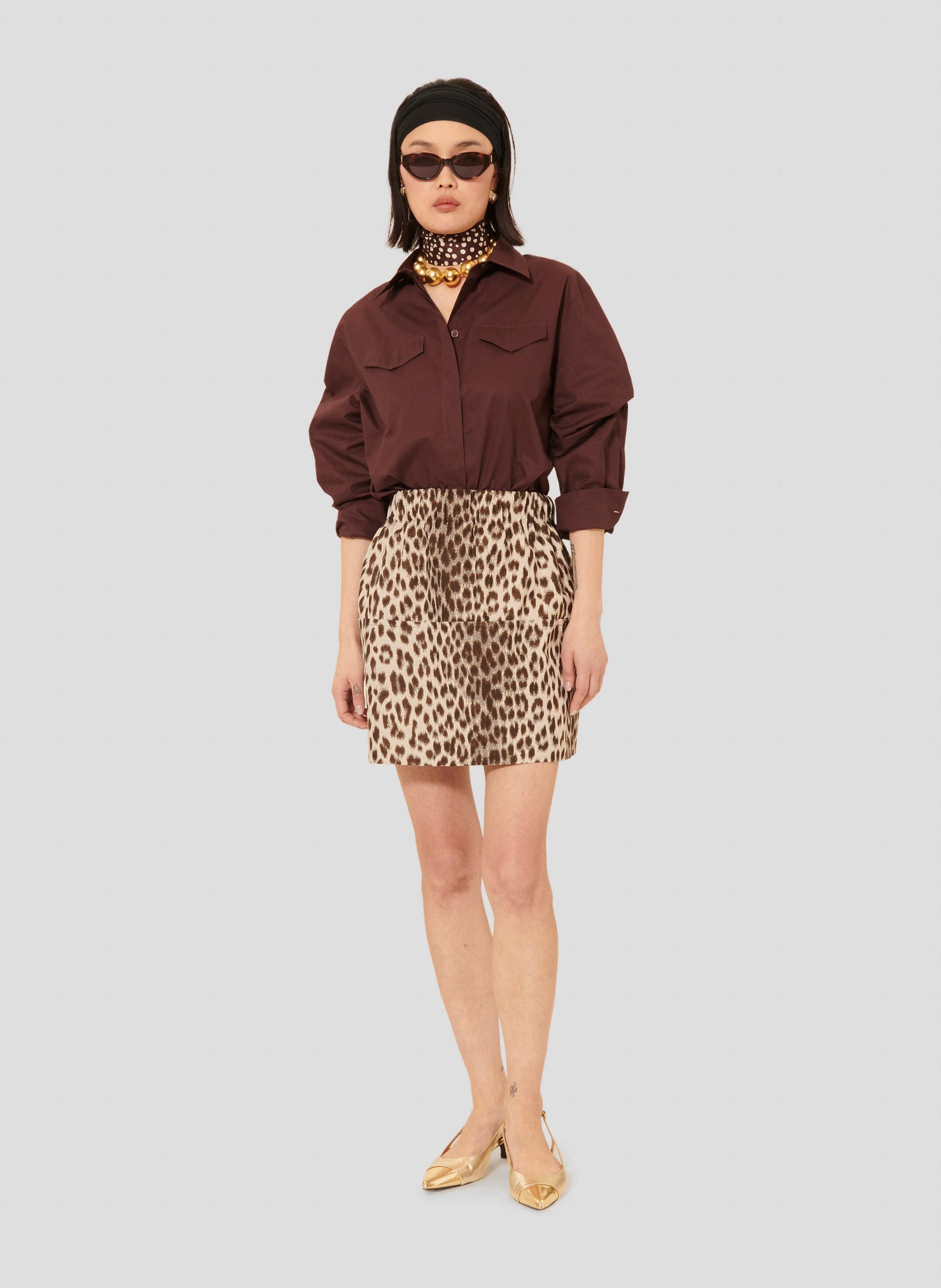 Tara Jarmon cotton burgundy poplin shirt