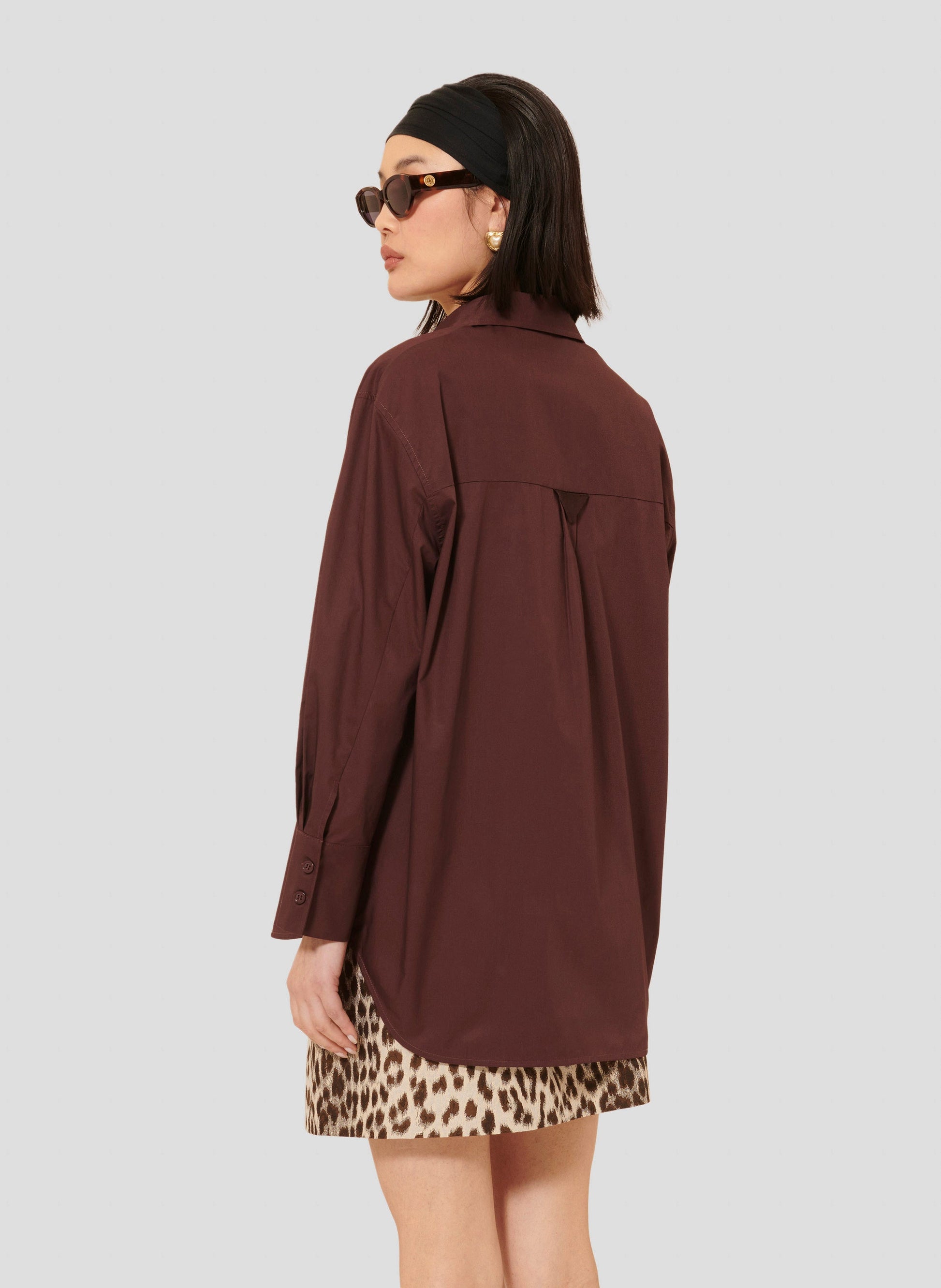 Tara Jarmon cotton burgundy poplin shirt