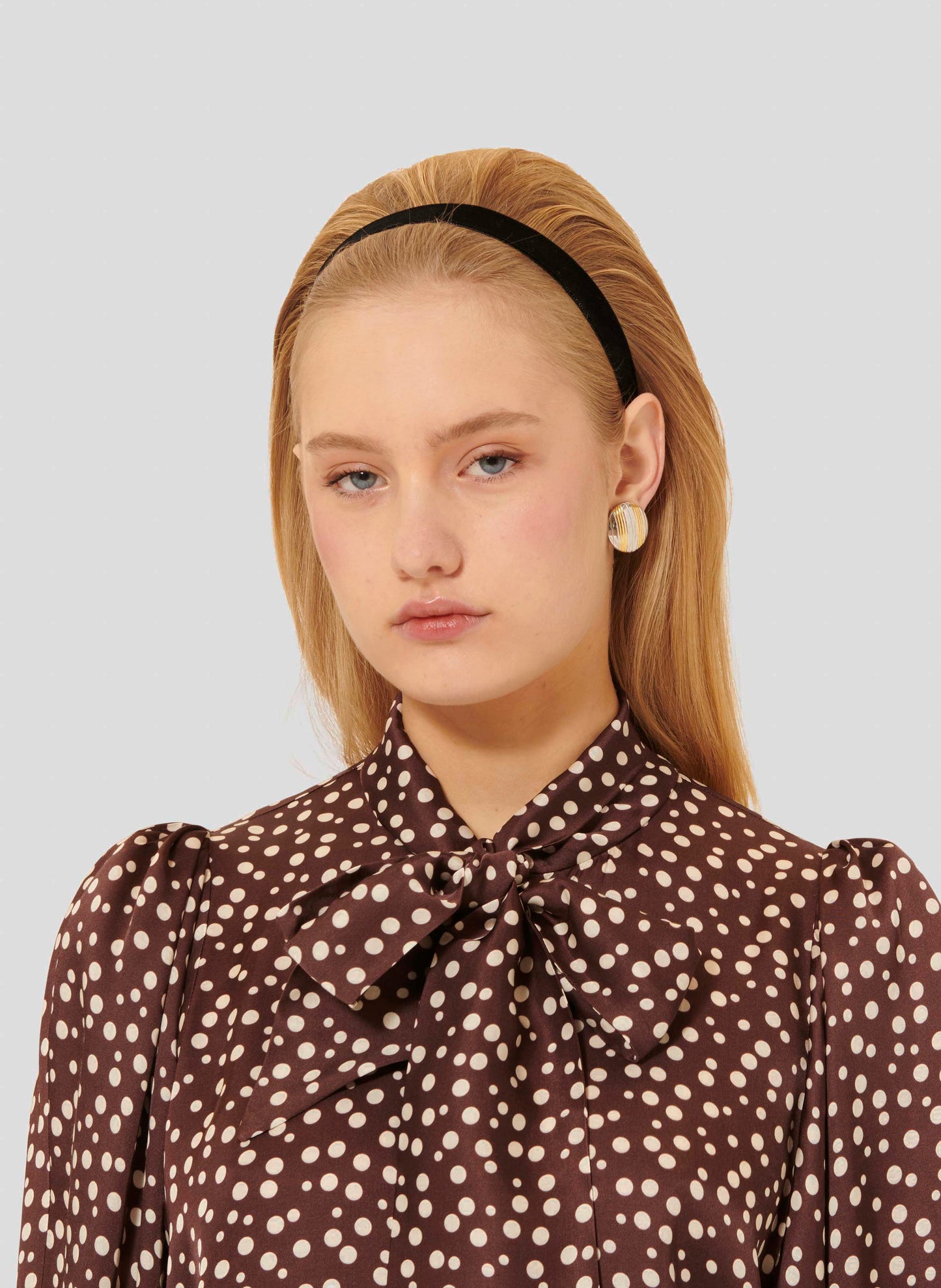 Tara Jarmon brown shirt with white polka dots