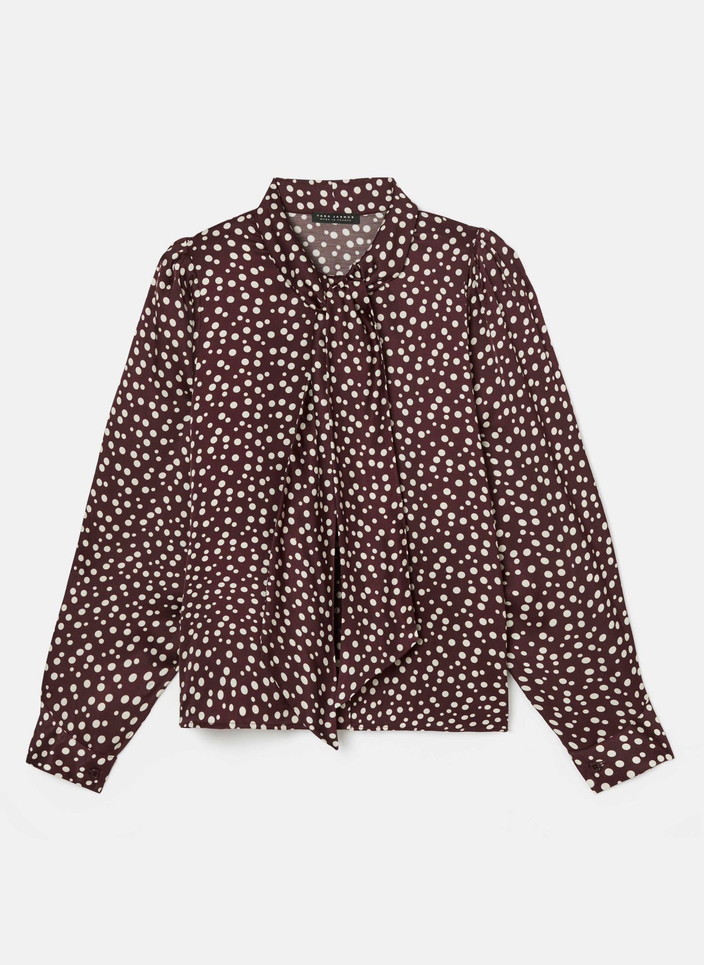 Tara Jarmon brown shirt with white polka dots