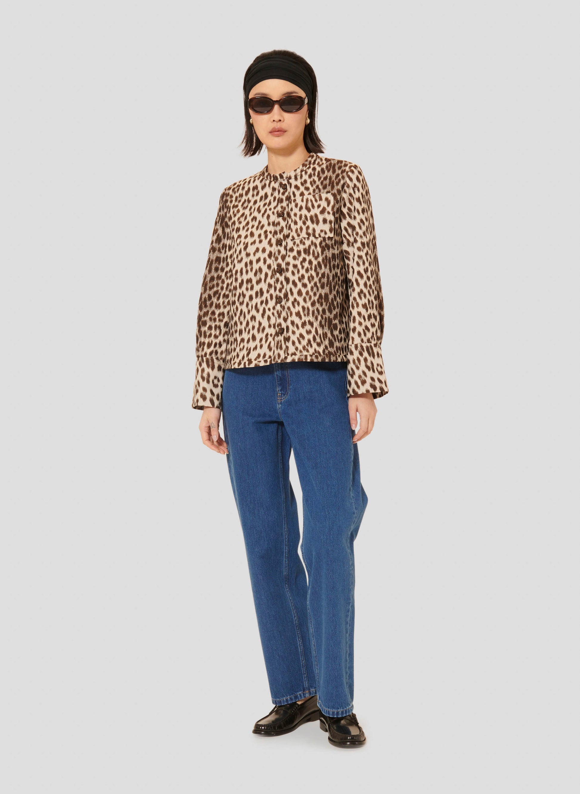 Tara Jarmon brown woman leopard printed shirt