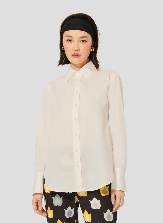 Tara Jarmon women white cotton poplin long sleeves shirt.