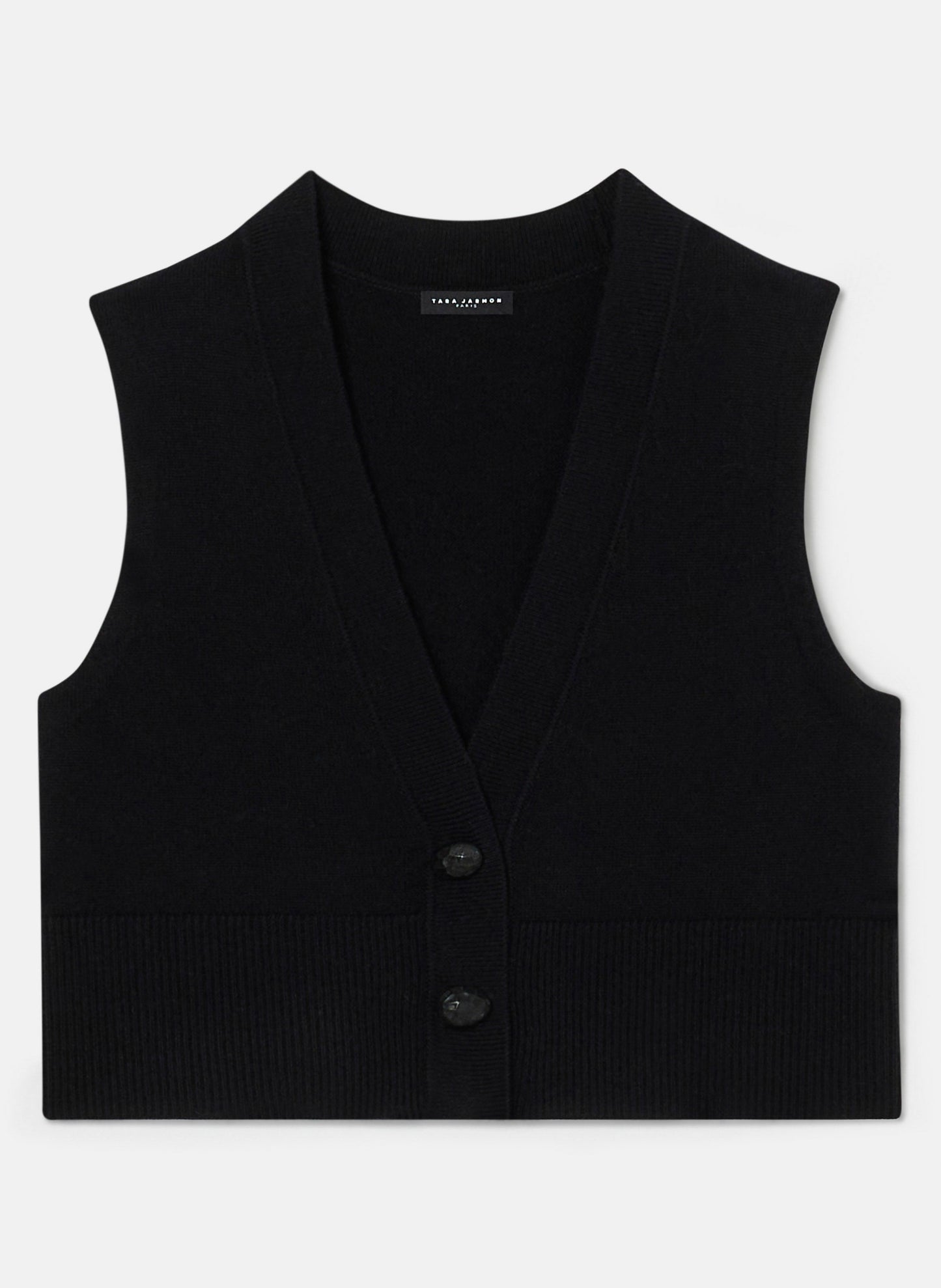 Tara Jarmon sleeveless black cardigan in merino wool and alpaca