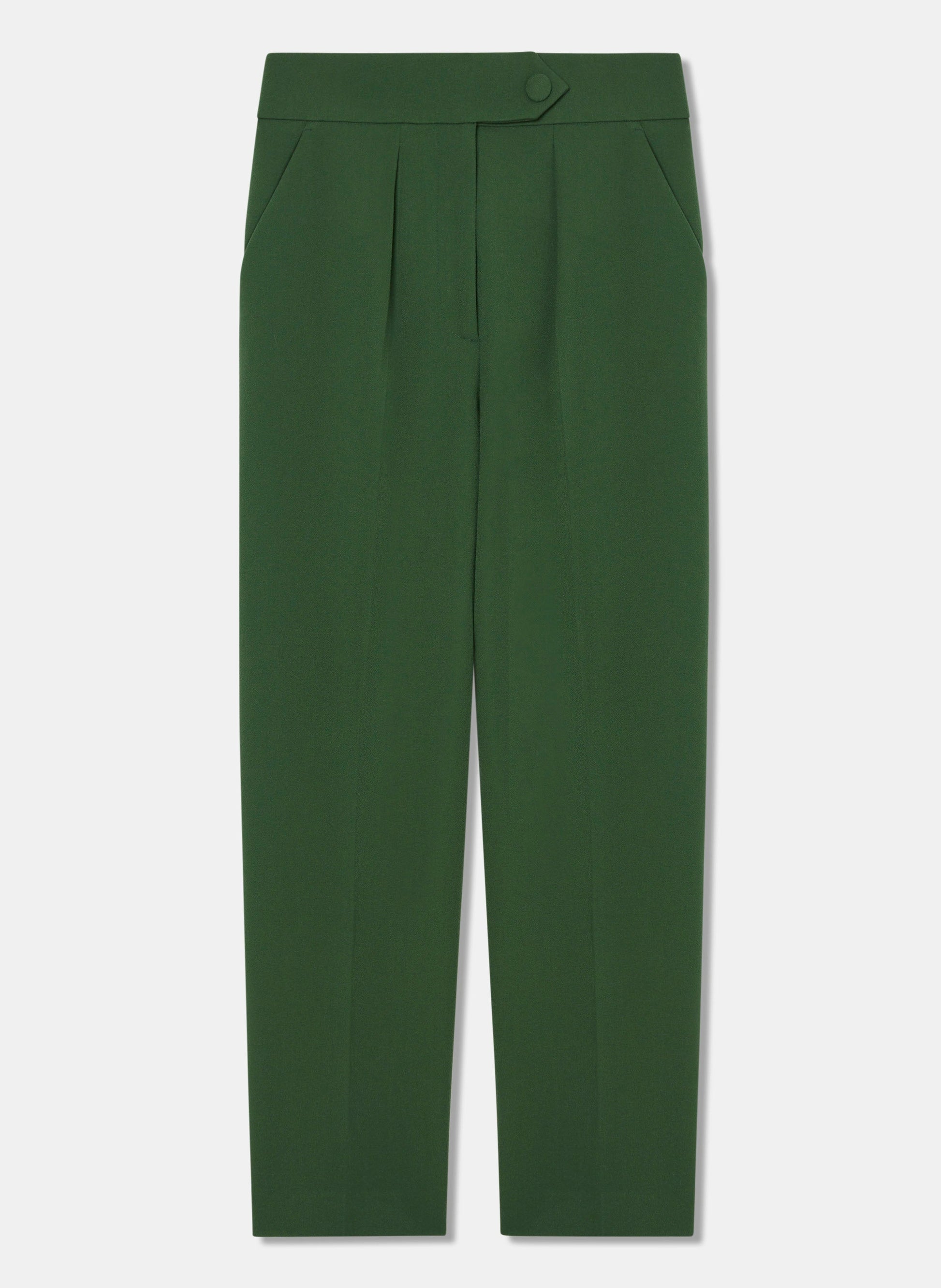 cactus green crepe pants with two side pockets. 